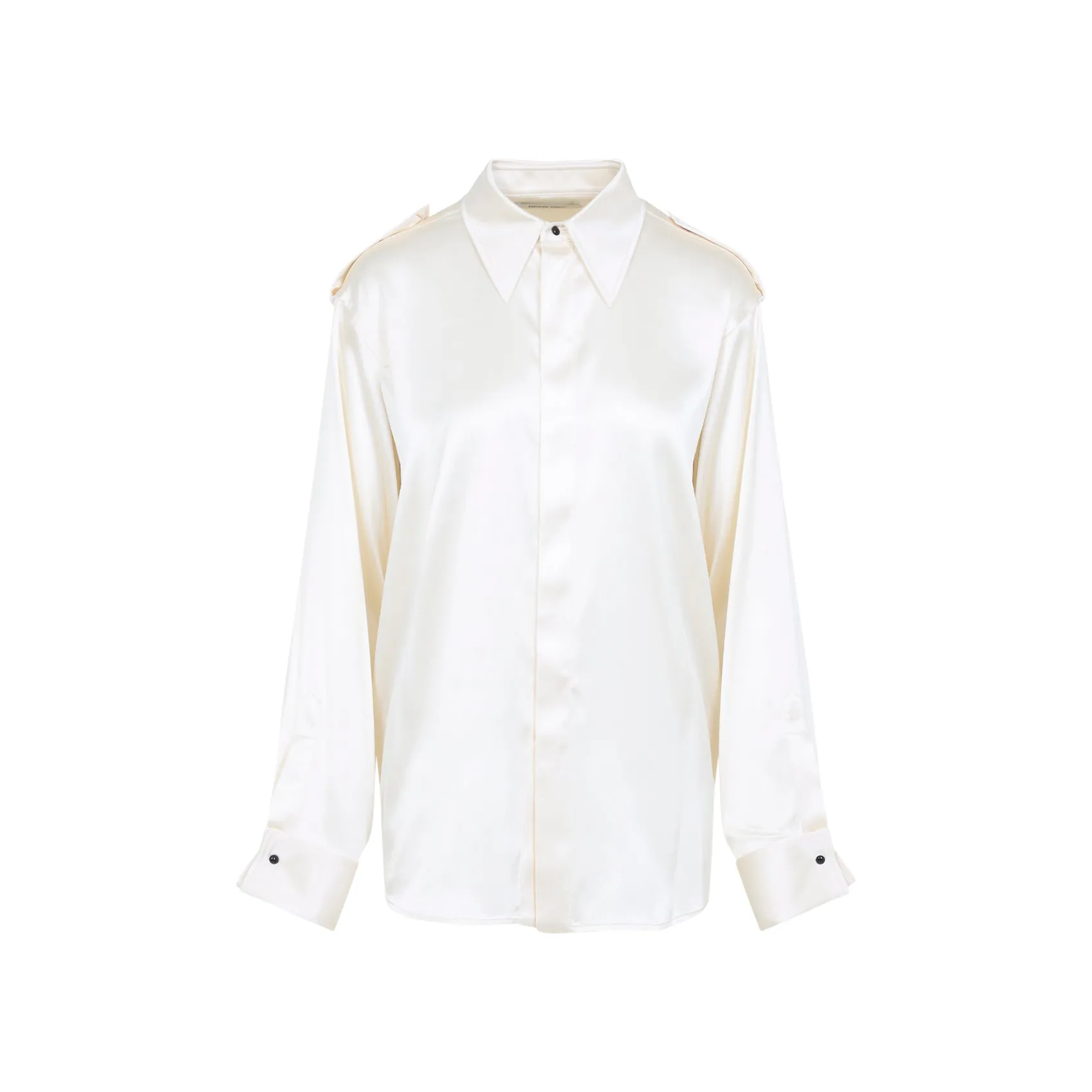 White Liquid Utility Silk Shirt