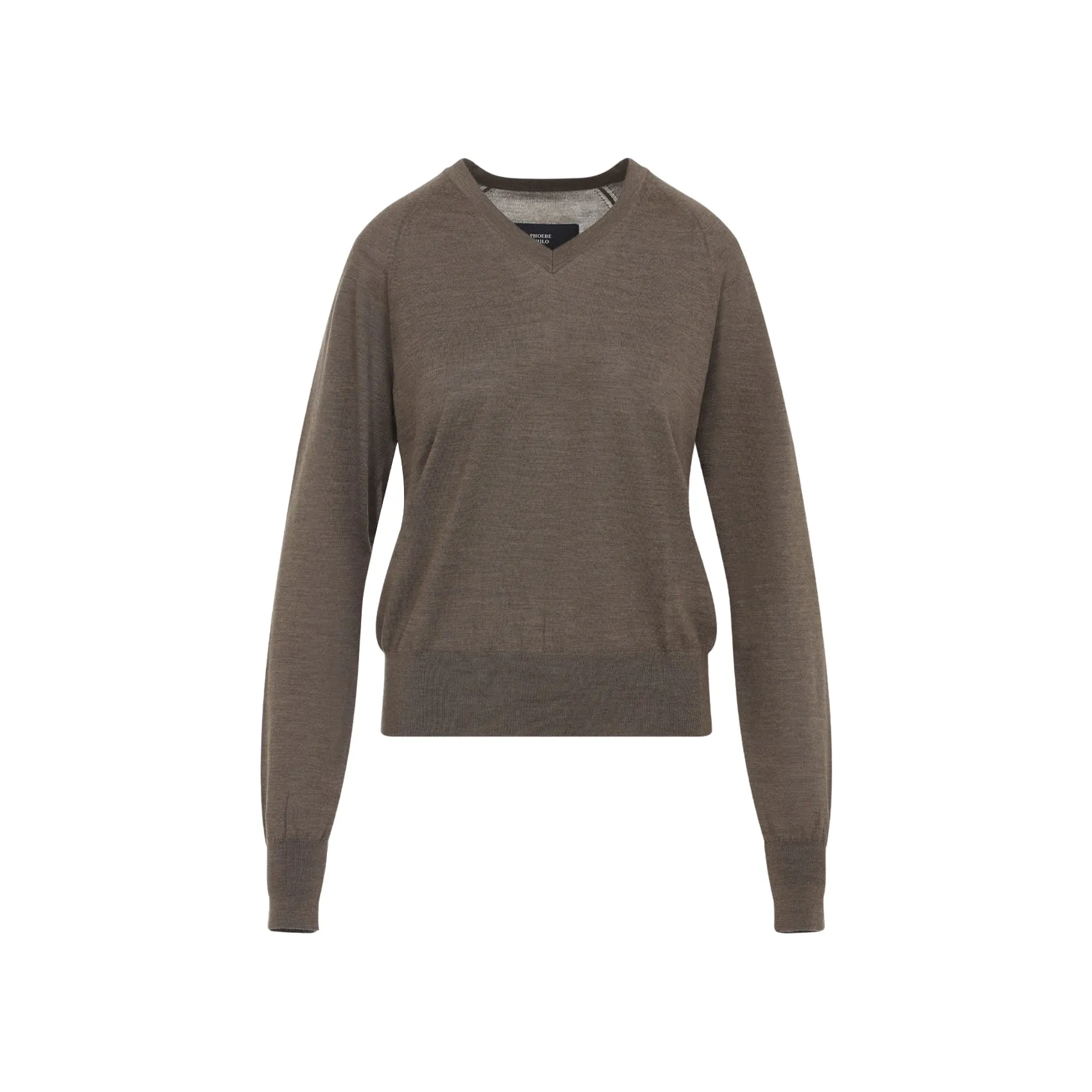 Brown Shrunk V-Neck Wool Sweater