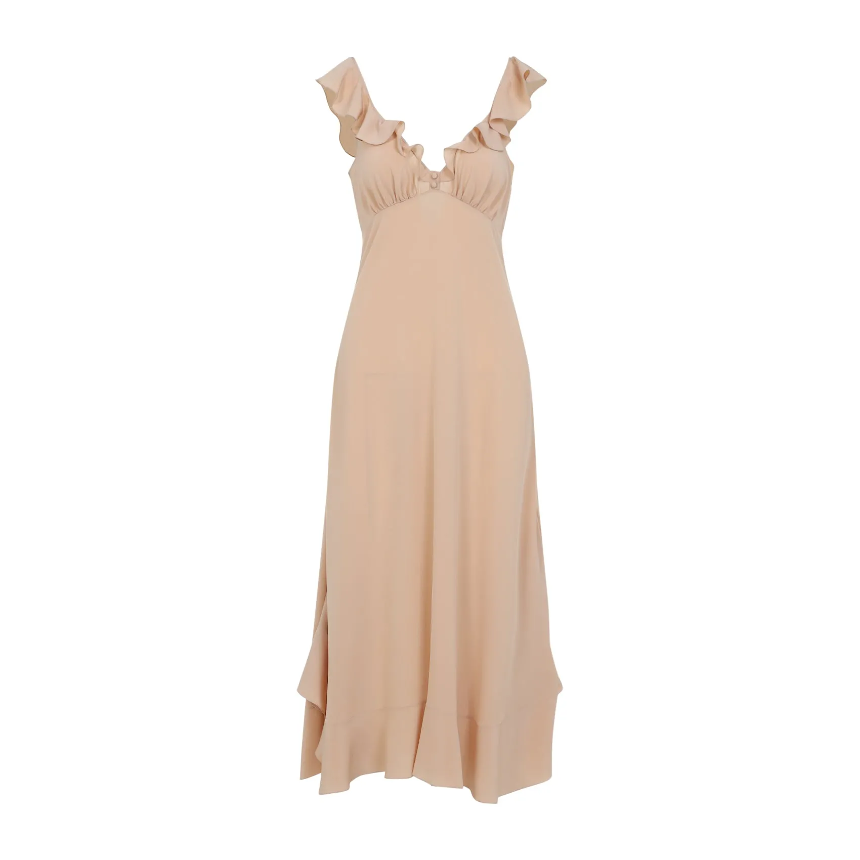 Beige Silk Long Dress