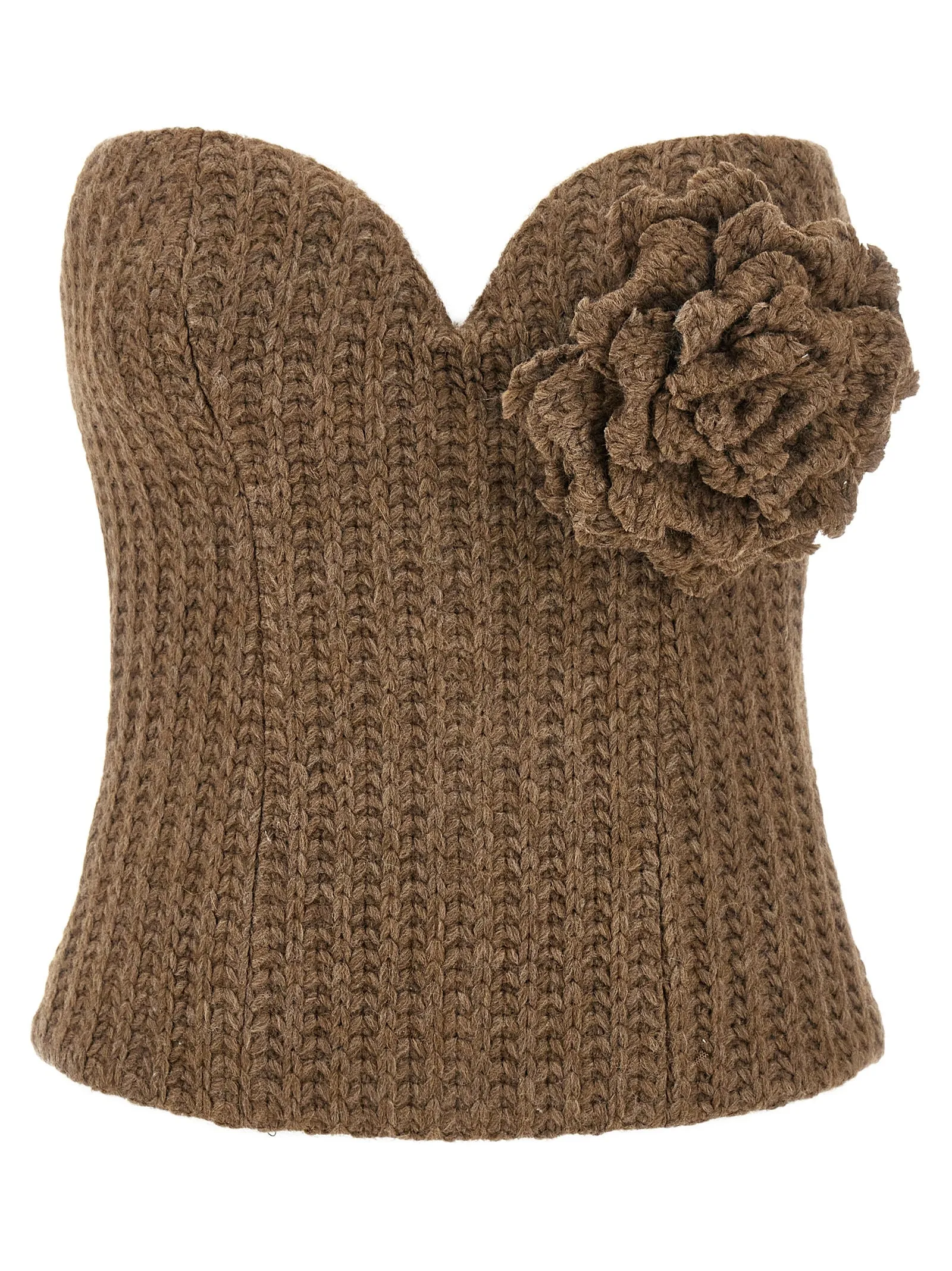 Tricot Bustier Top Top Marrone