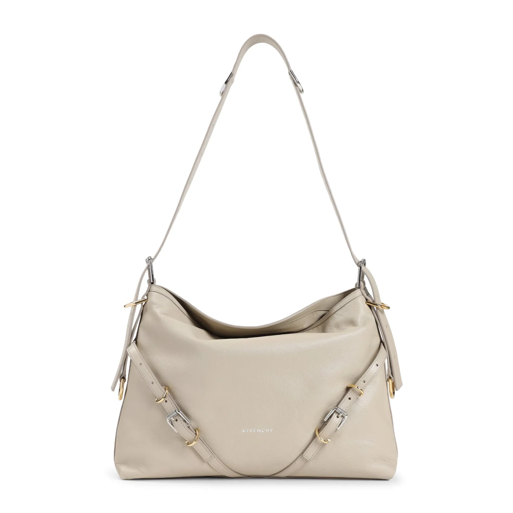 Natural Beige Leather Voyou Medium Bag