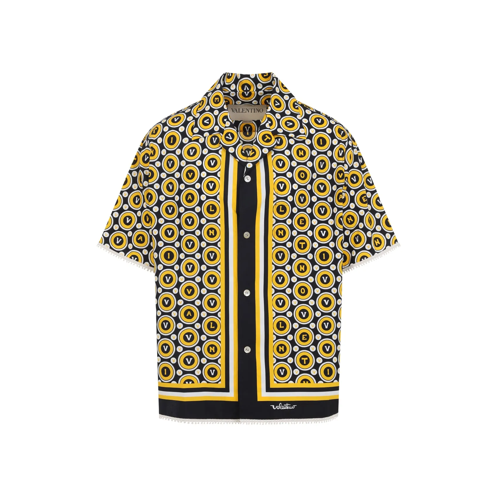 Yellow And Black Bowling Cotton Shirt