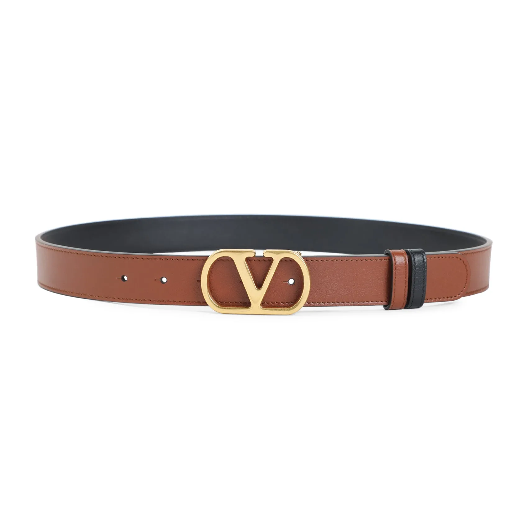 Deep Caramel Brown Calf Leather H. 30 Reversible Belt