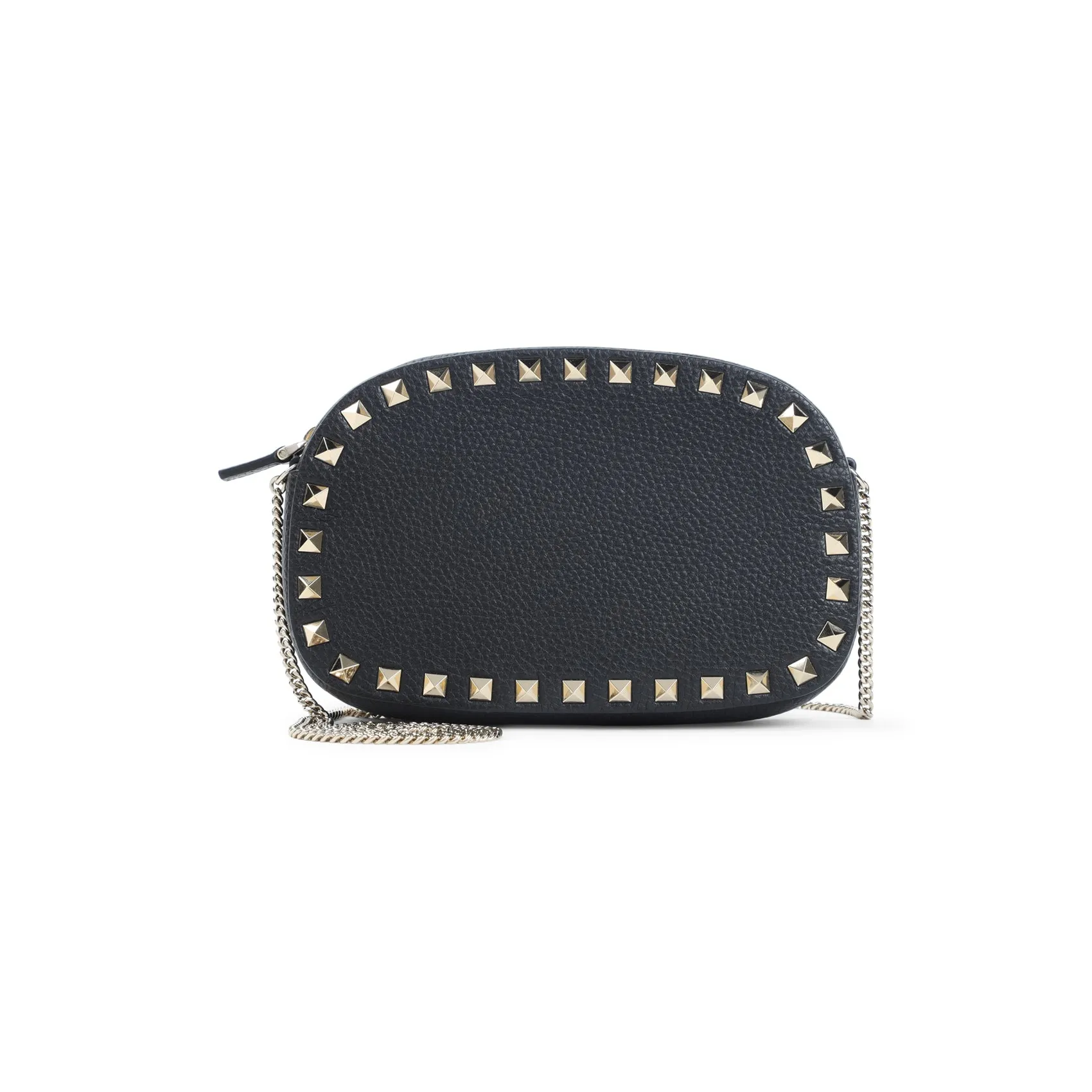 Black Calf Leather Rockstud Mini Bag