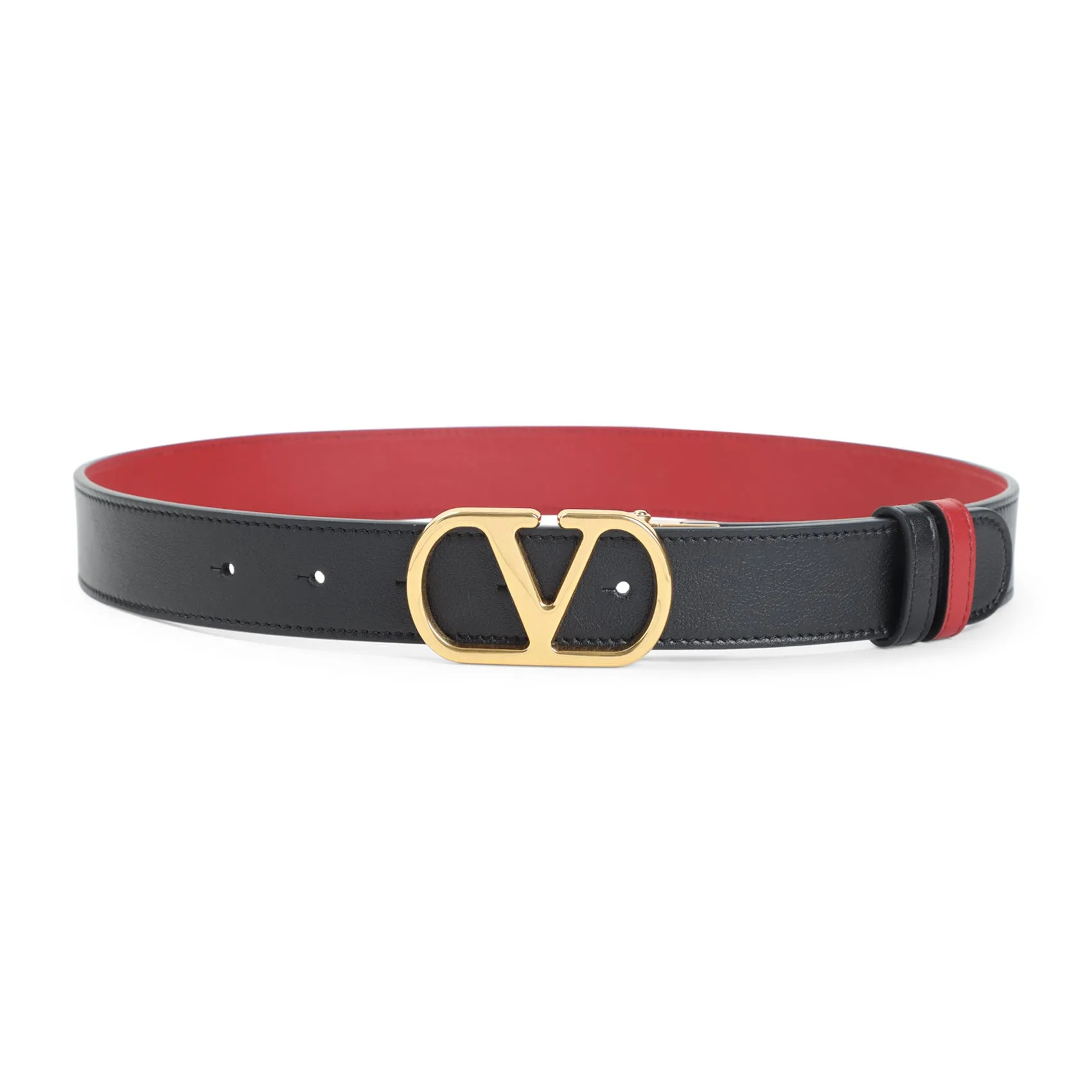 Black And Red H30 Reversible Calf Leather Belt