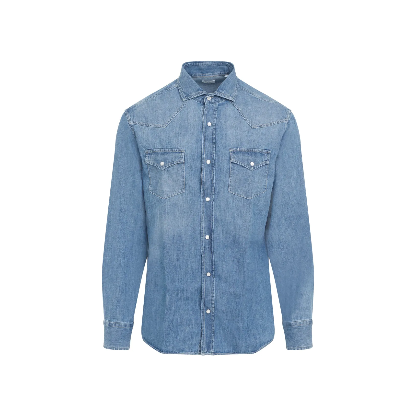 Medium Denim Blue Cotton Shirt