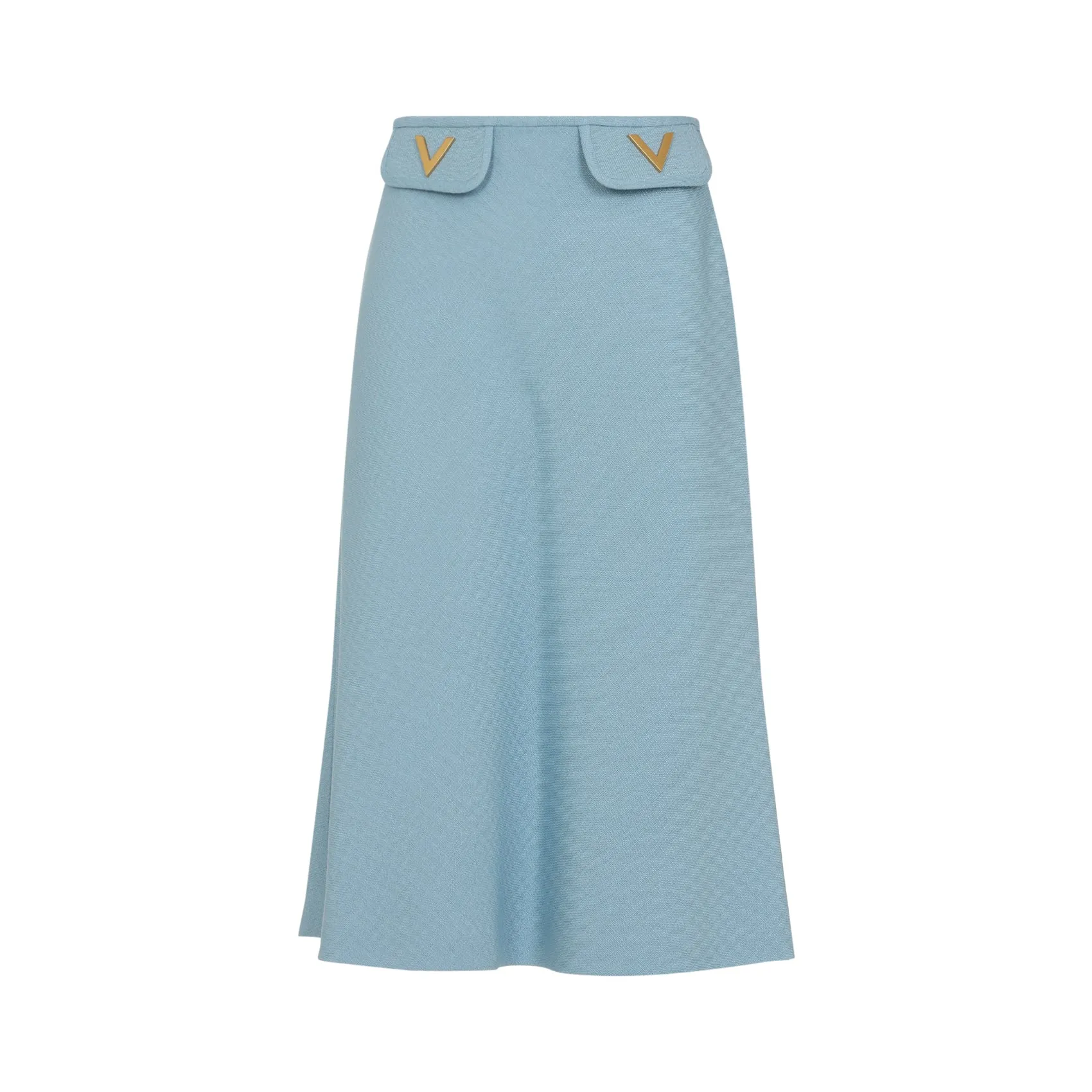 Light Blue Viscose Midi Skirt