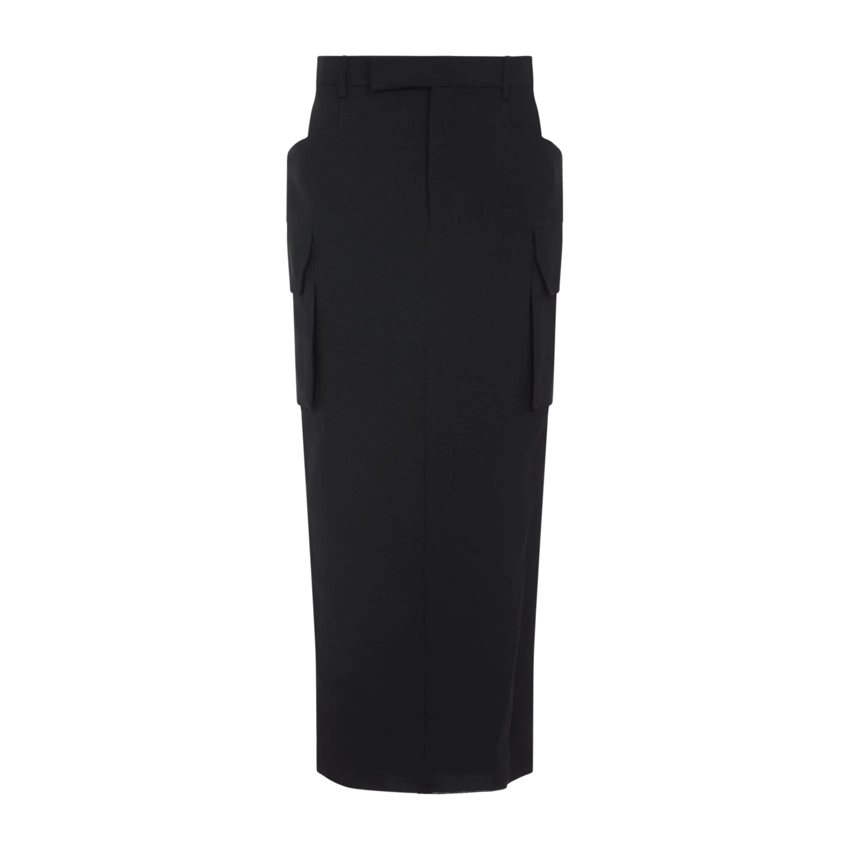 Black Firbanks Virgin Wool Midi Skirt