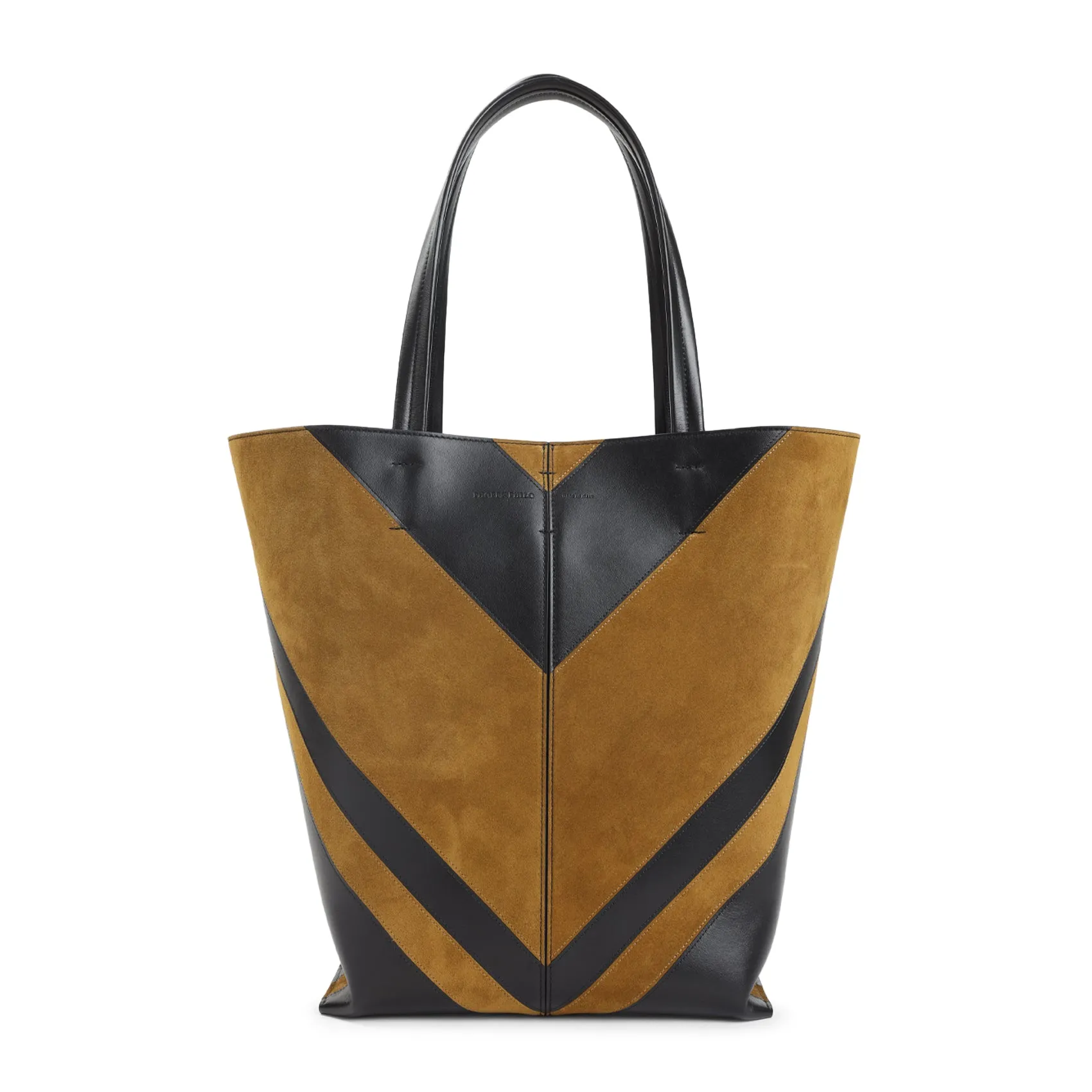 Black And Brown Pot Cabas Calf Leather Tote Bag