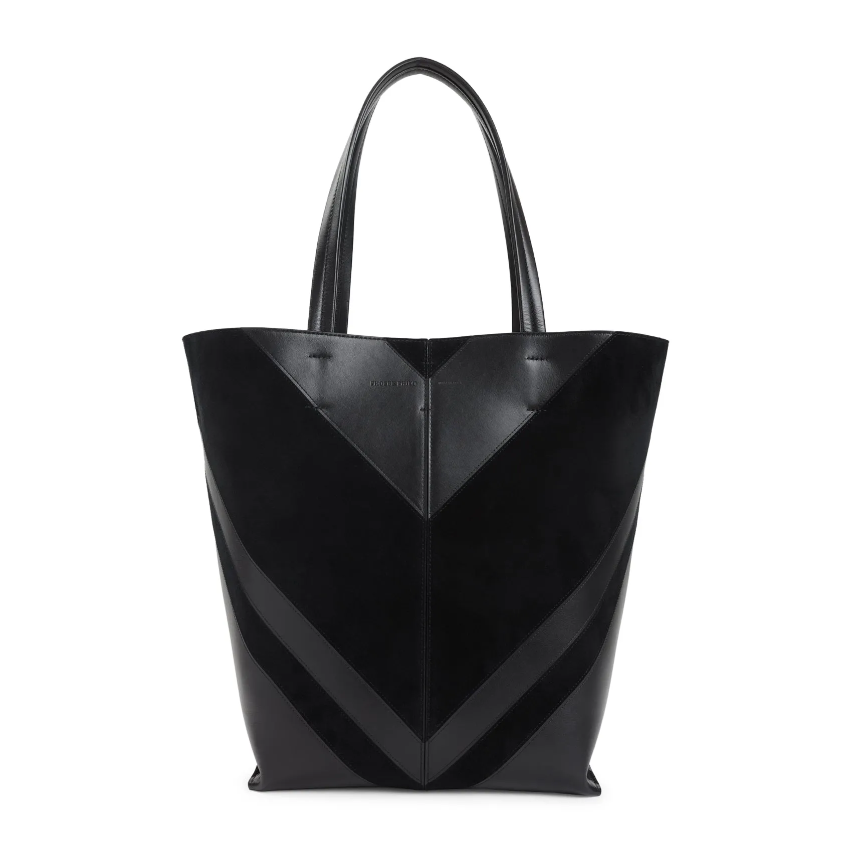 Black Pot Cabas Calf Leather Tote Bag