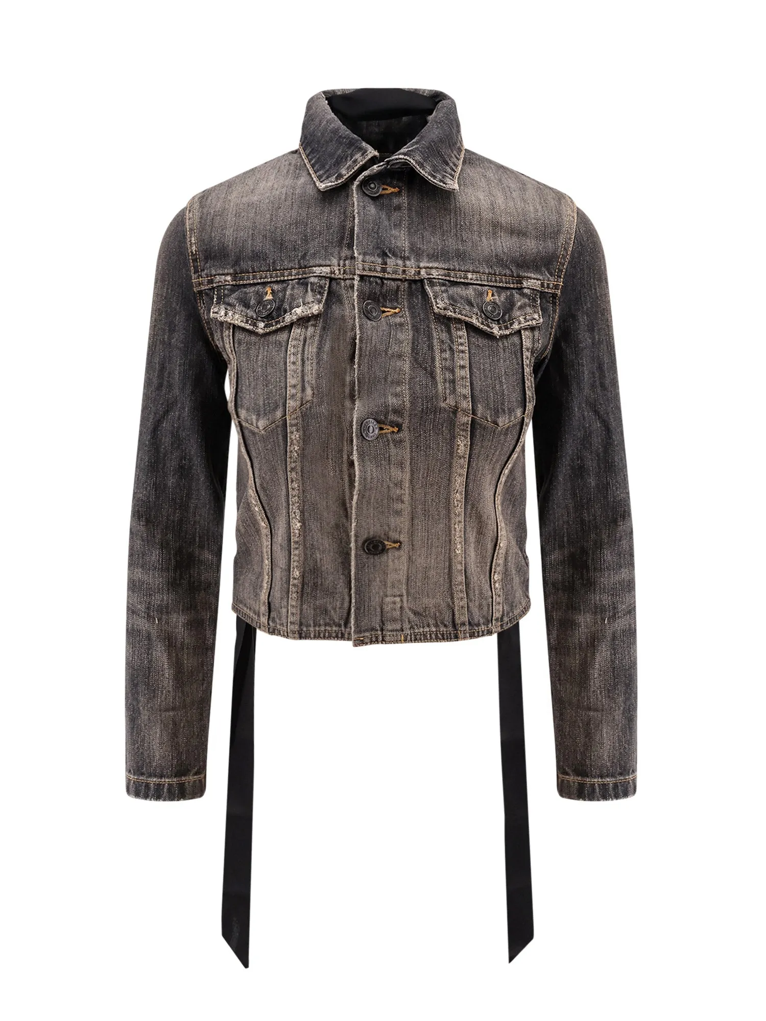 Denim Jacket With Satin Laces