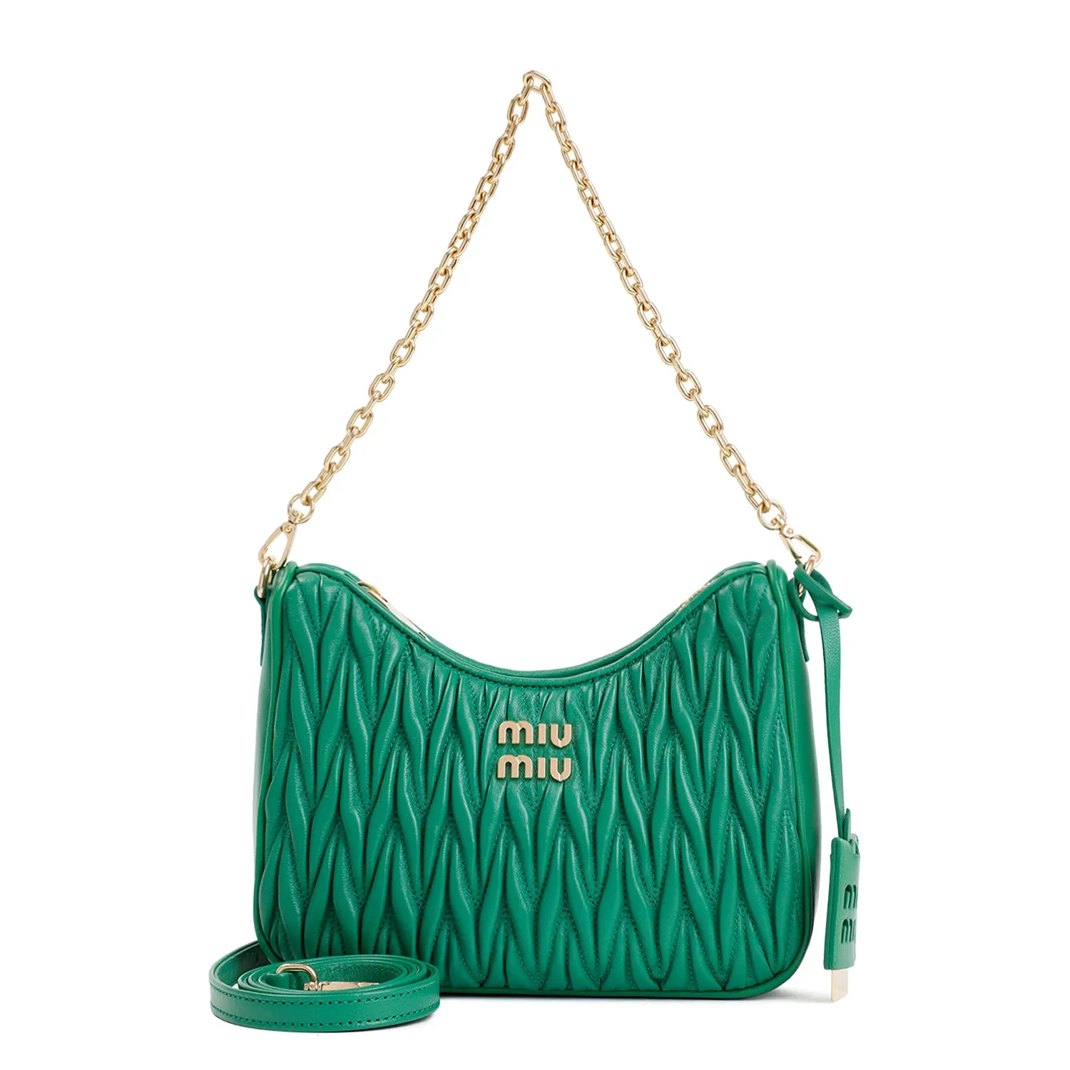 Mango Green Matelassé Lamb Leather Bag