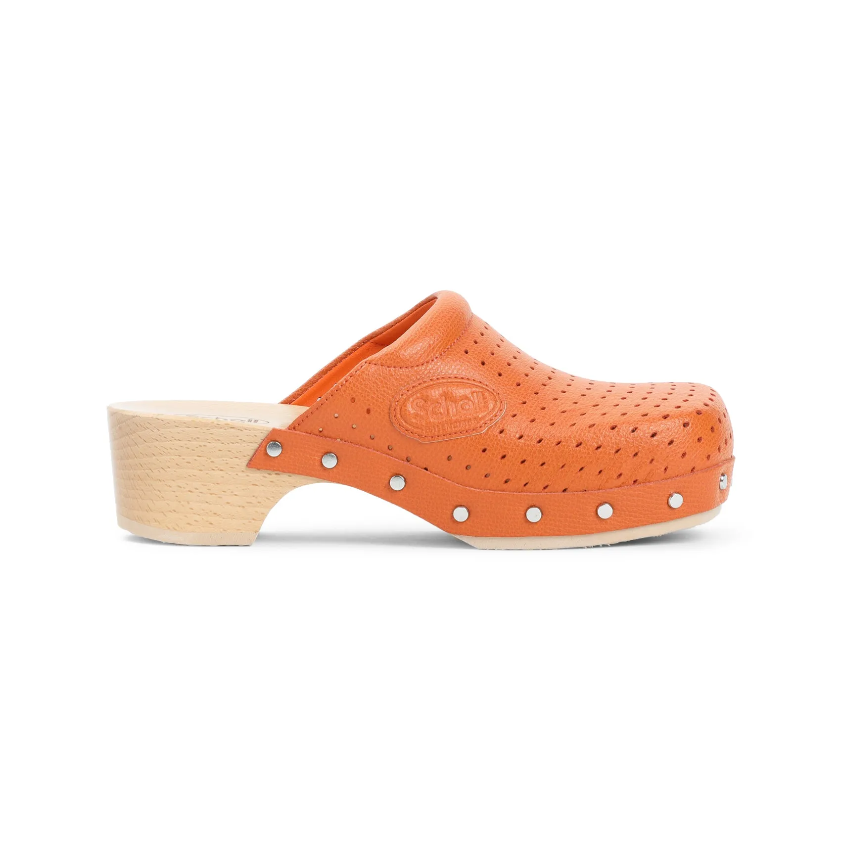Pastel Orange Calf Leather Scholl Clog Mule