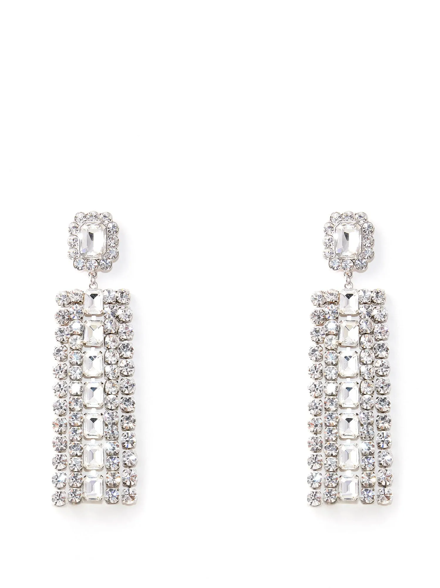 Brass Earrings With Pendant Crystals