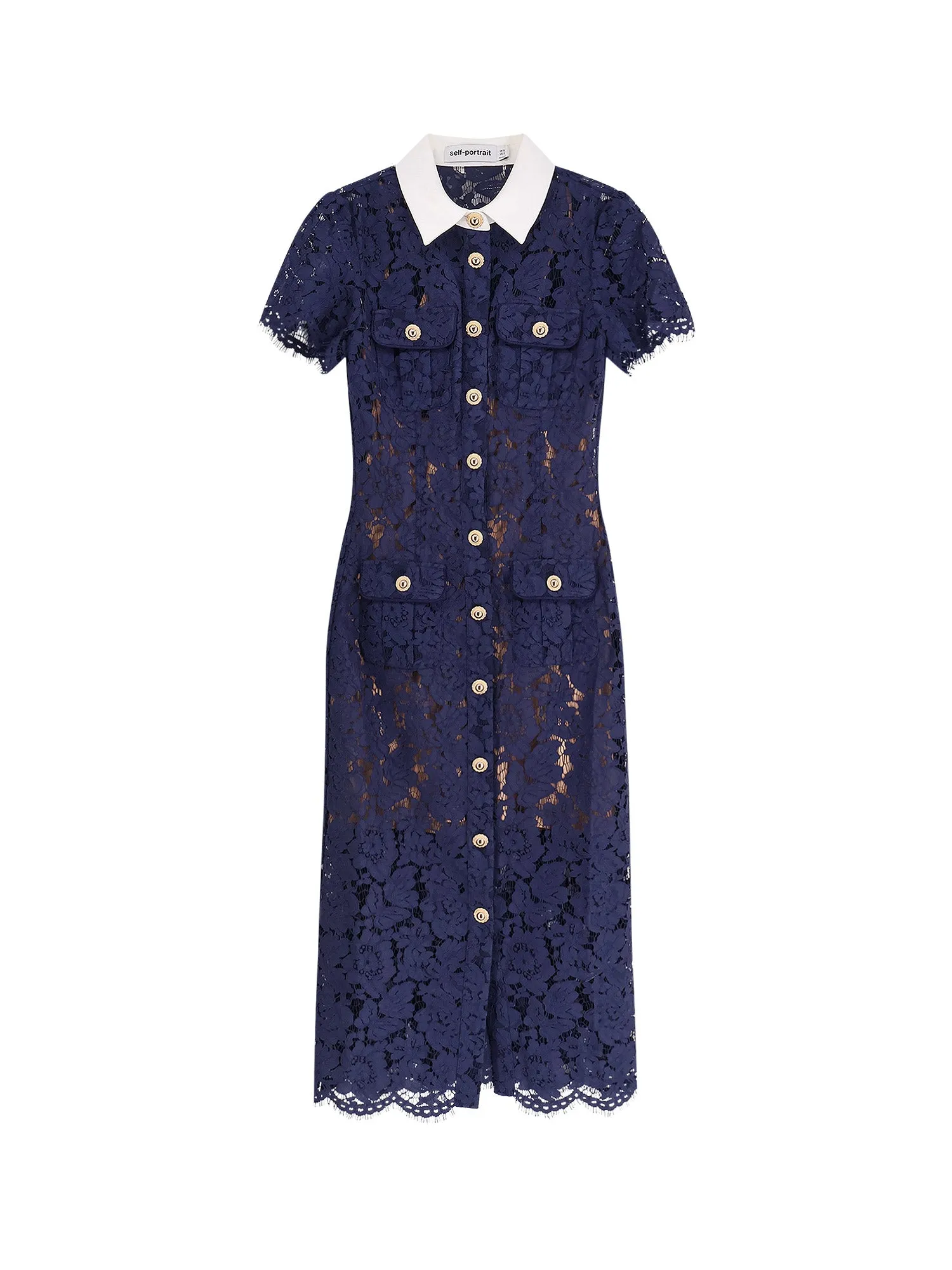 Lace Midi Dress With Jewel Button