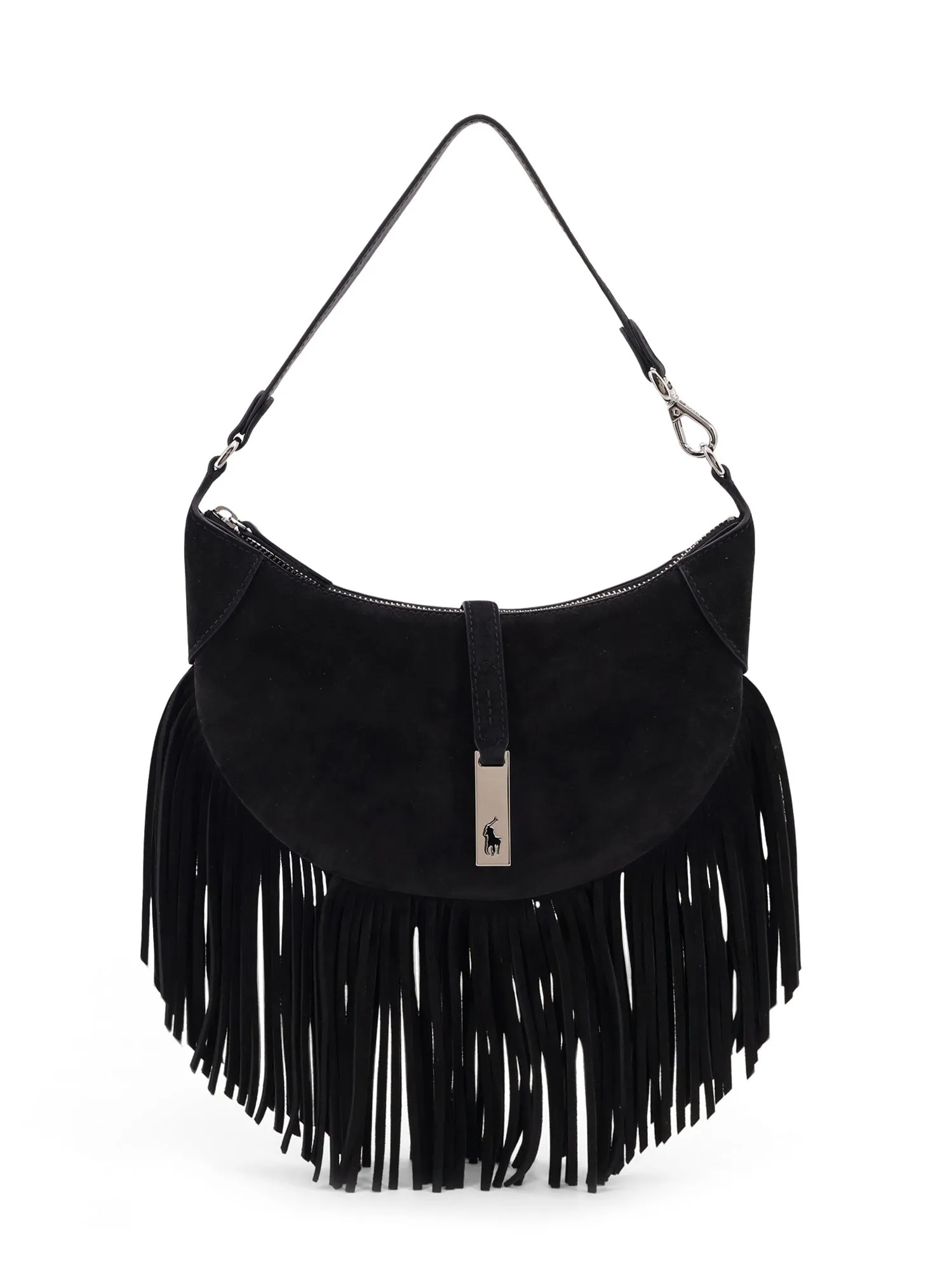Suede Shoulder Bag With Fringes
