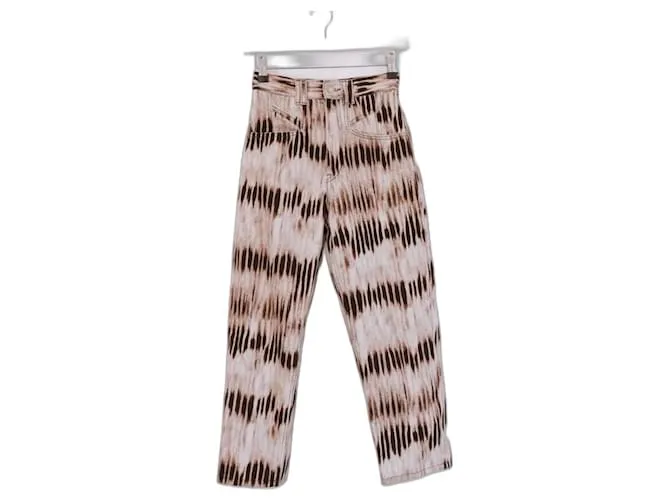 Isabel Marant AW19 Jeans a vita alta con stampa Tie Dye Marrone