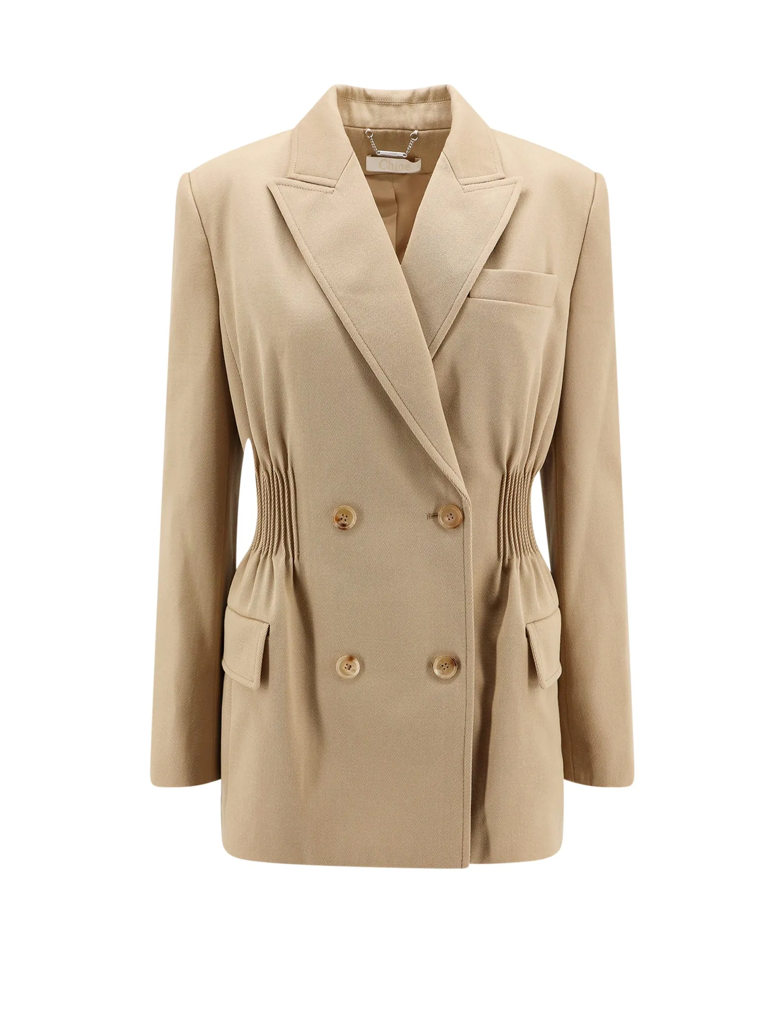 Virgin Wool Blazer With Pleated Detail