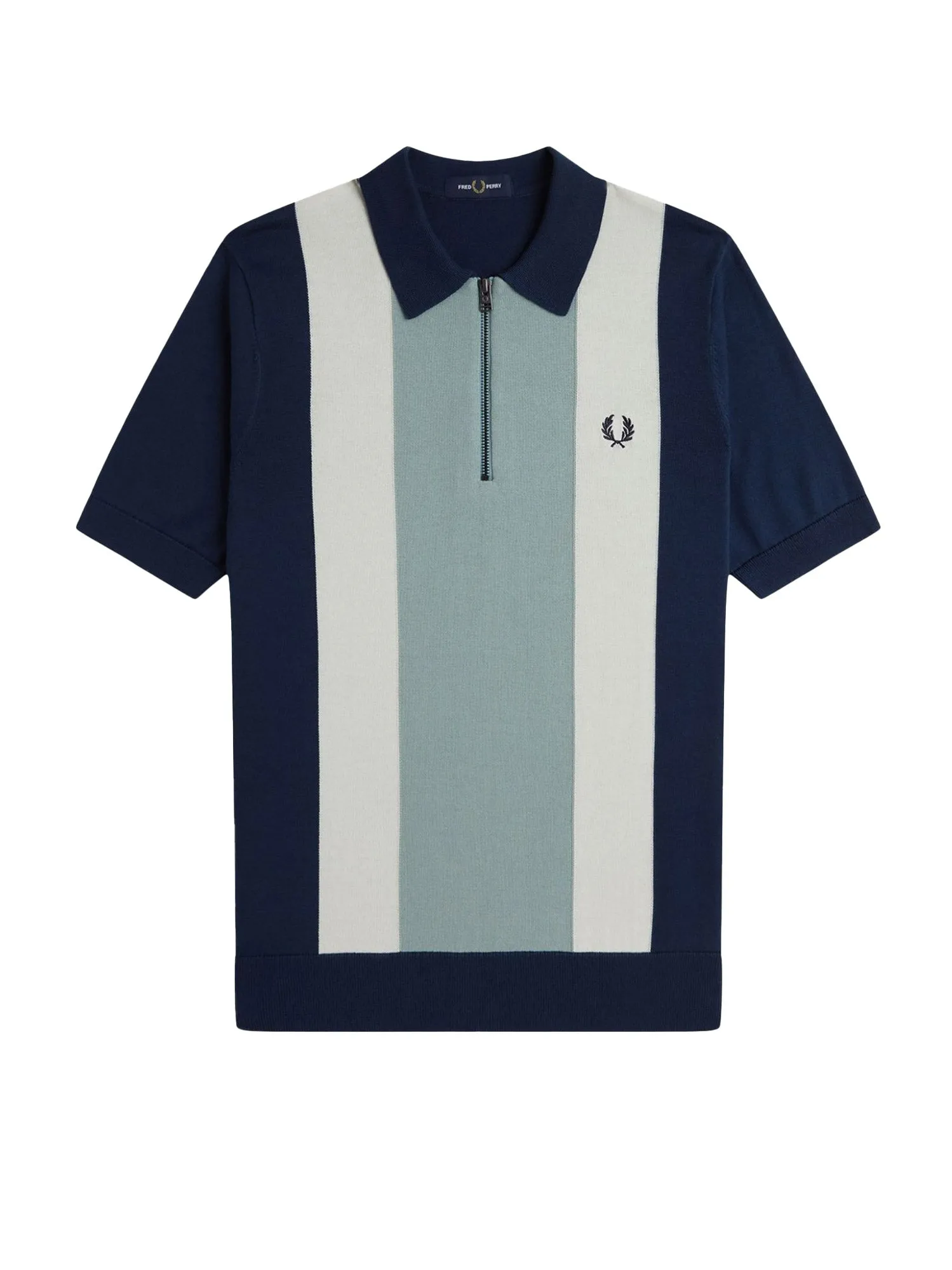Cotton Knit Polo With Striped Motif