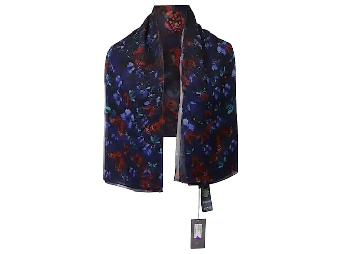Sciarpa Farfalla in Volo di Alexander McQueen in Seta Blu