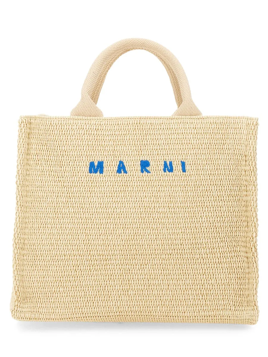 Raffia Effect Fabric Small Tote Bag