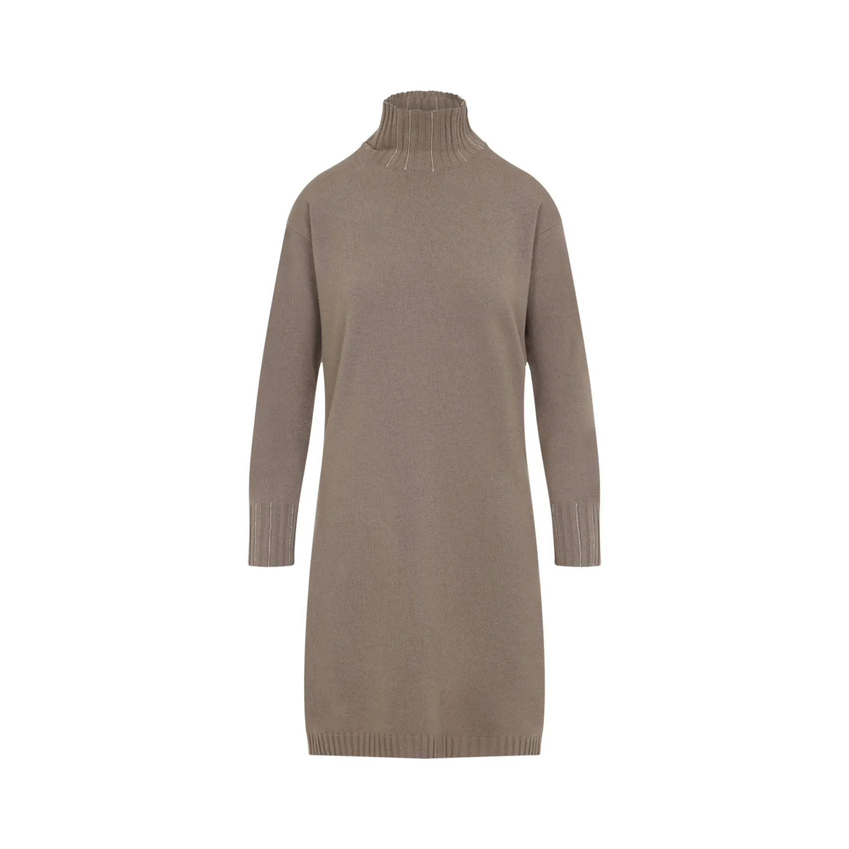 Cortex Brown Virgin Wool Knit Midi Dress
