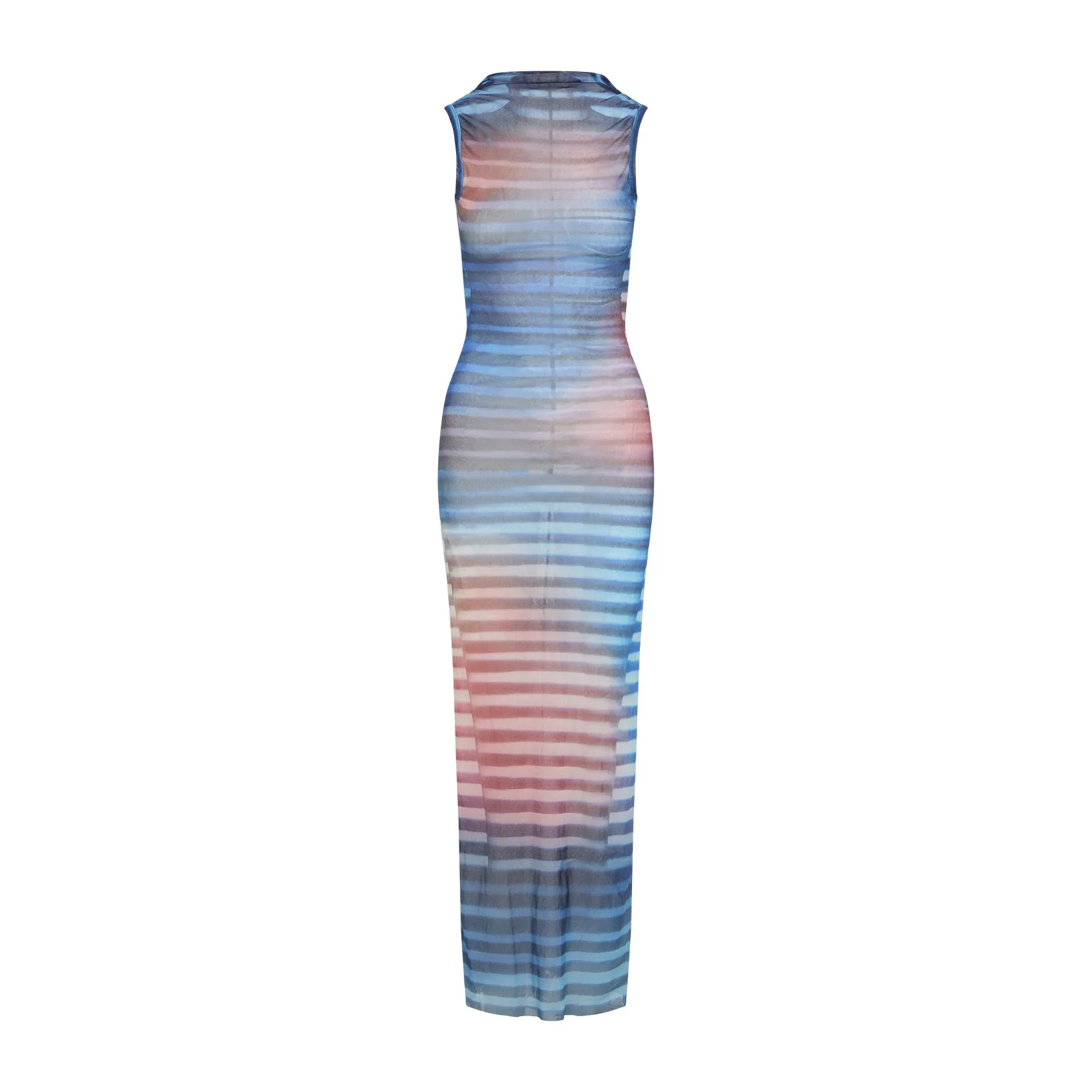 Light Blue Mesh Printed "Air" Long Dress