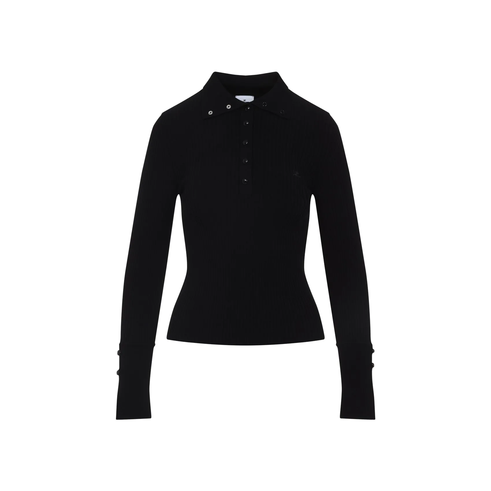 Black Classic Ribbed Viscose Polo