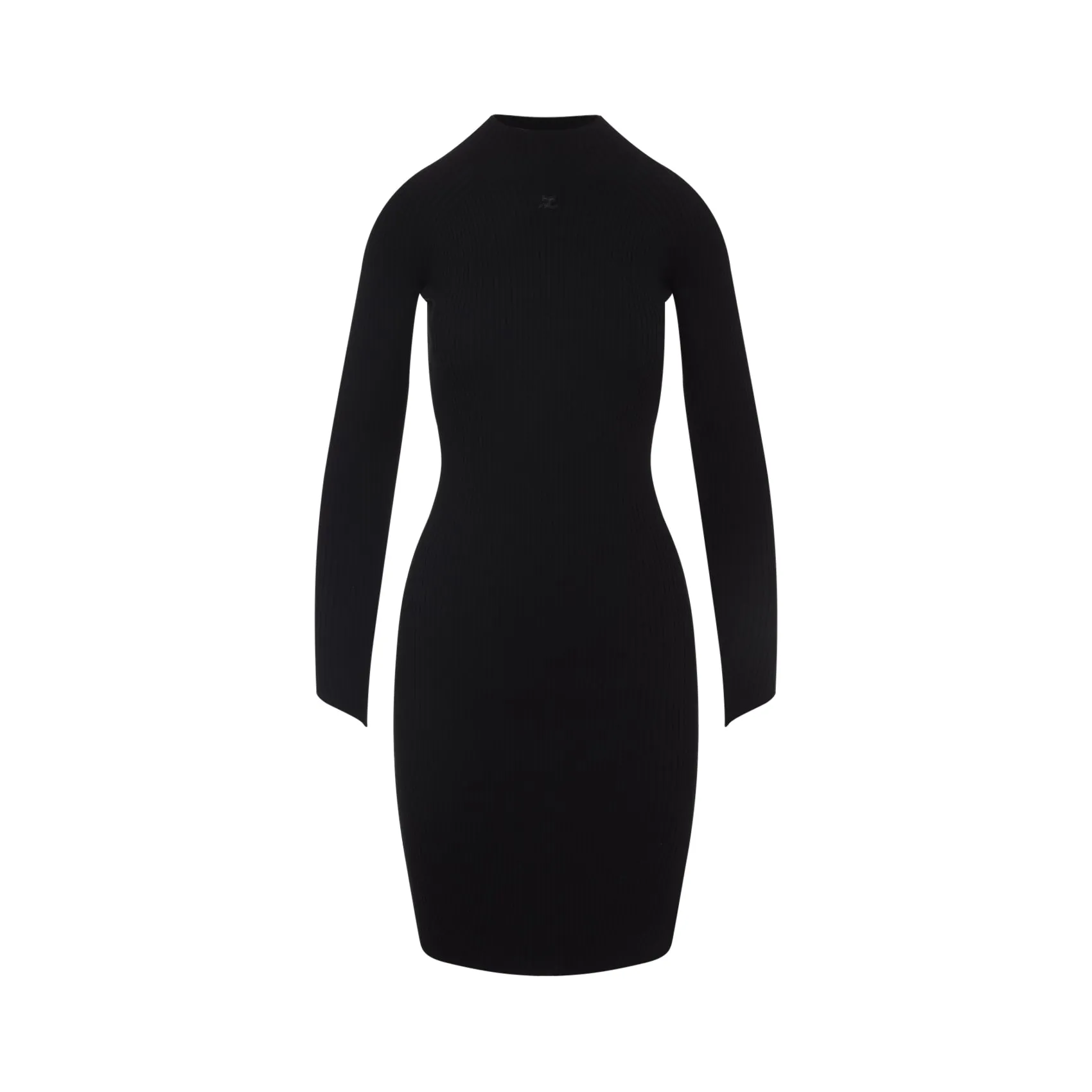 Black Circle Rib Viscose Mini Dress