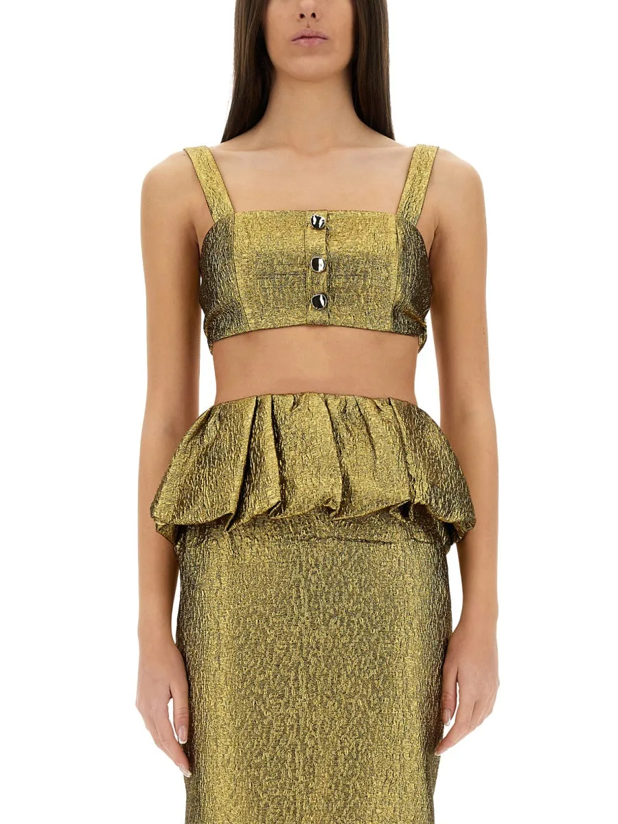 Metallic Jacquard Crop Top