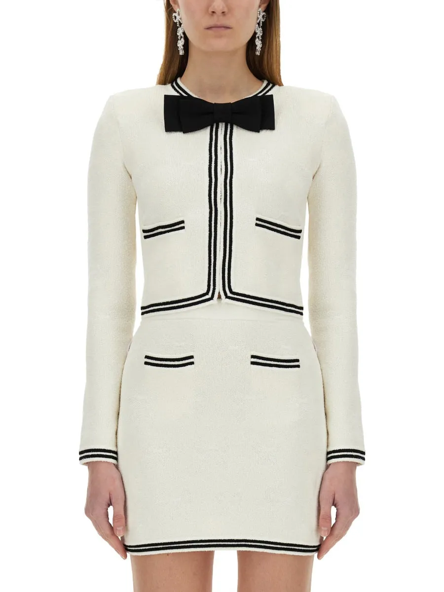 Jacquard Cardigan With Bow