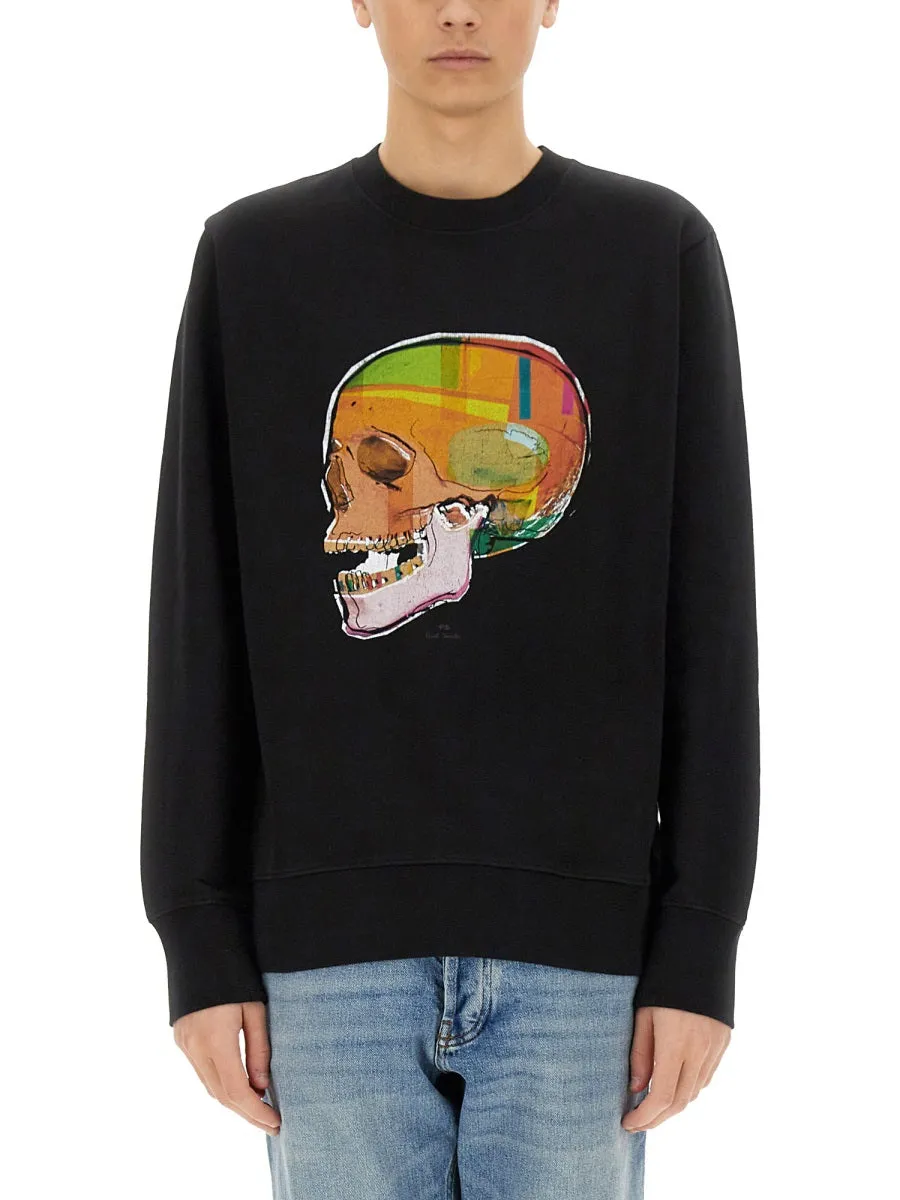 "Skull Sketch" Print Sweatshirt