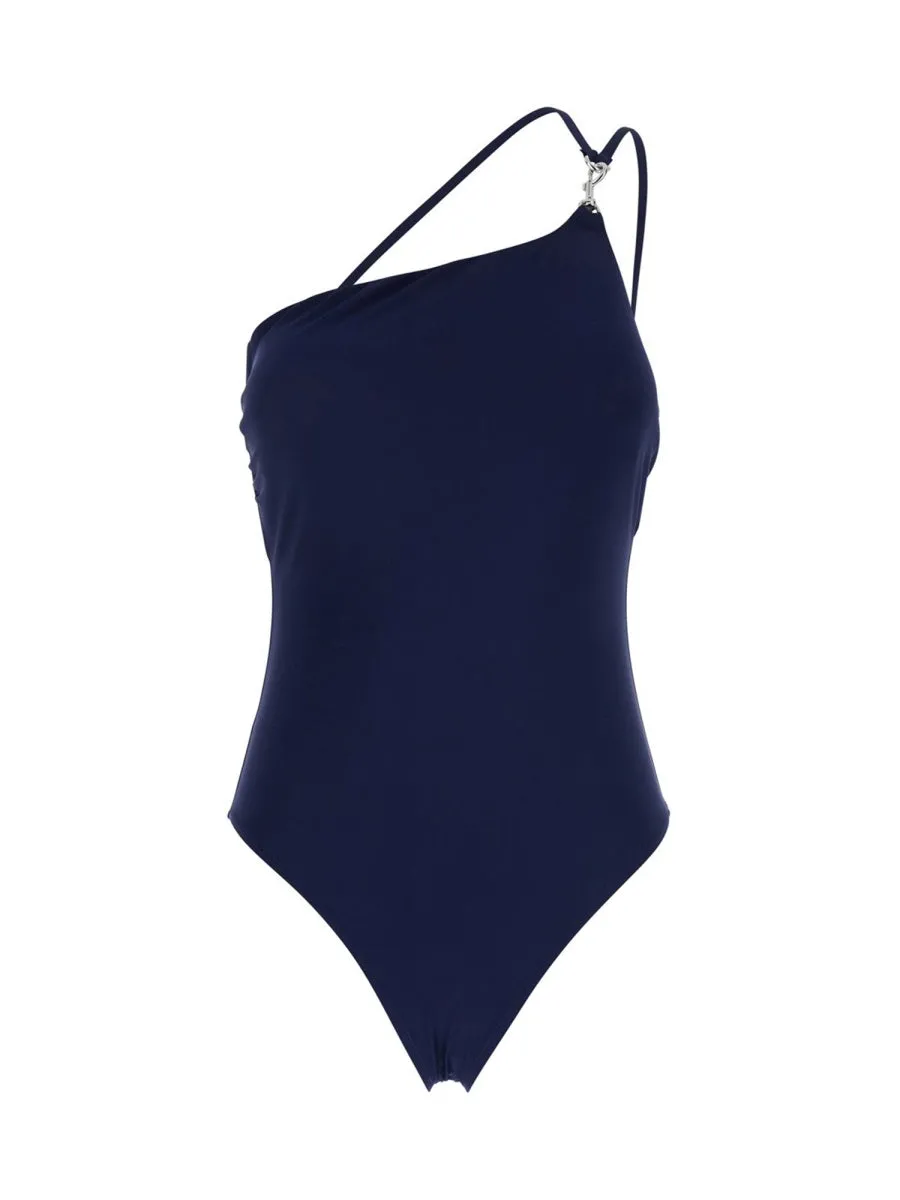 One-Shoulder One-Piece Swimsuit With Clip