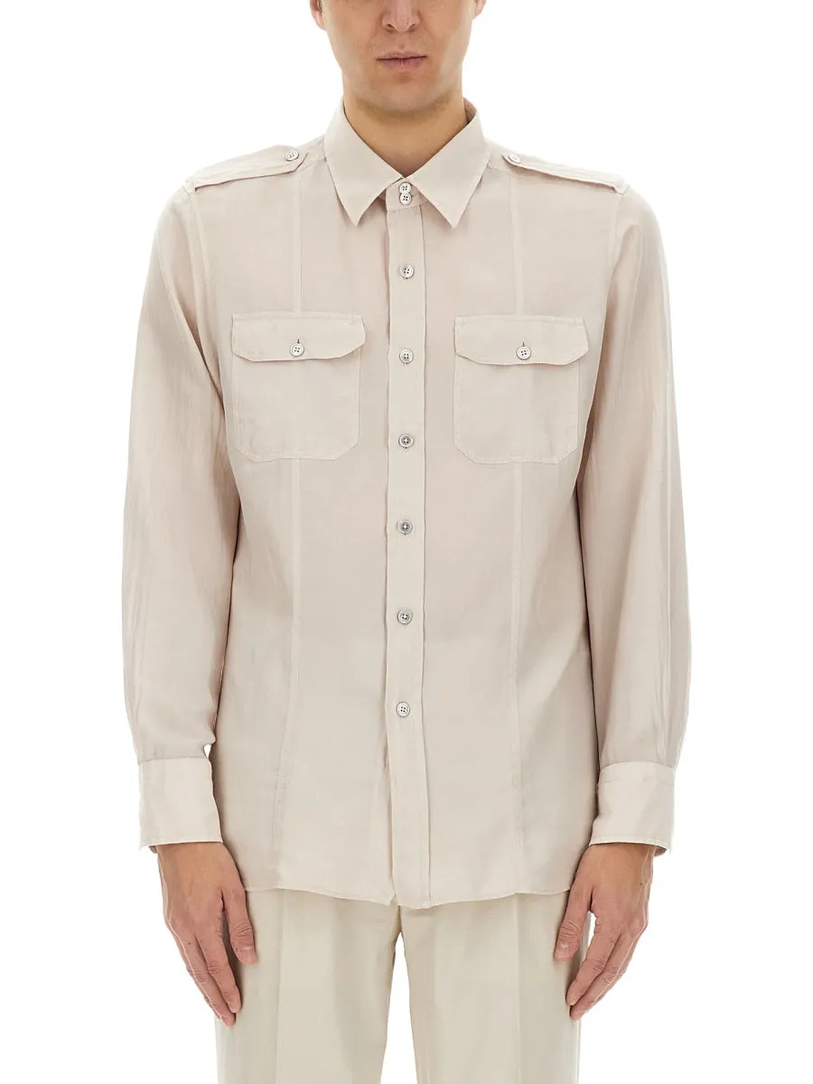Cotton And Silk Military Shirt