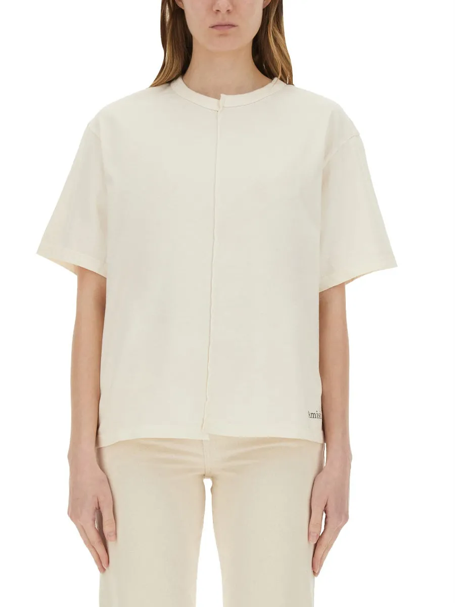 Asymmetric T-Shirt With Micro Logo