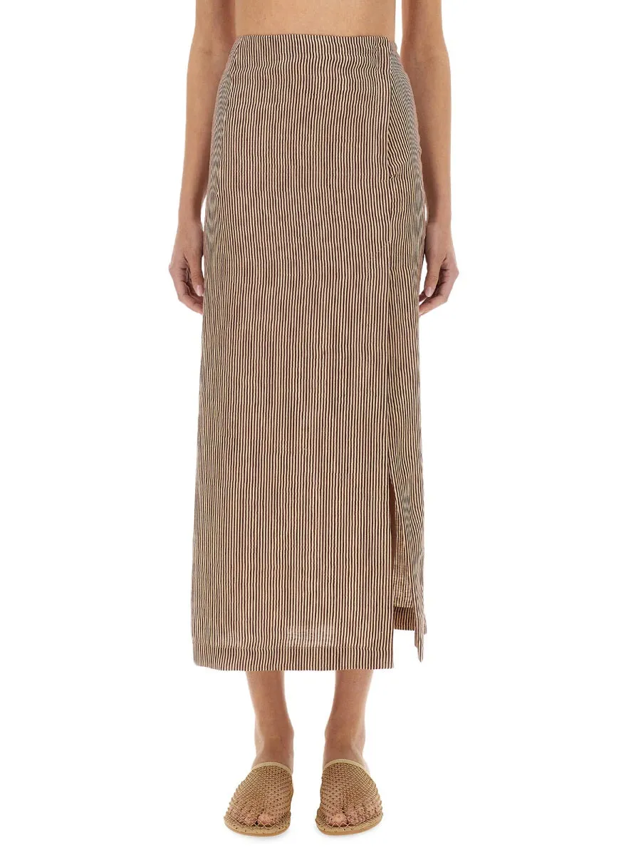 "Micro Stripe" Longuette Skirt