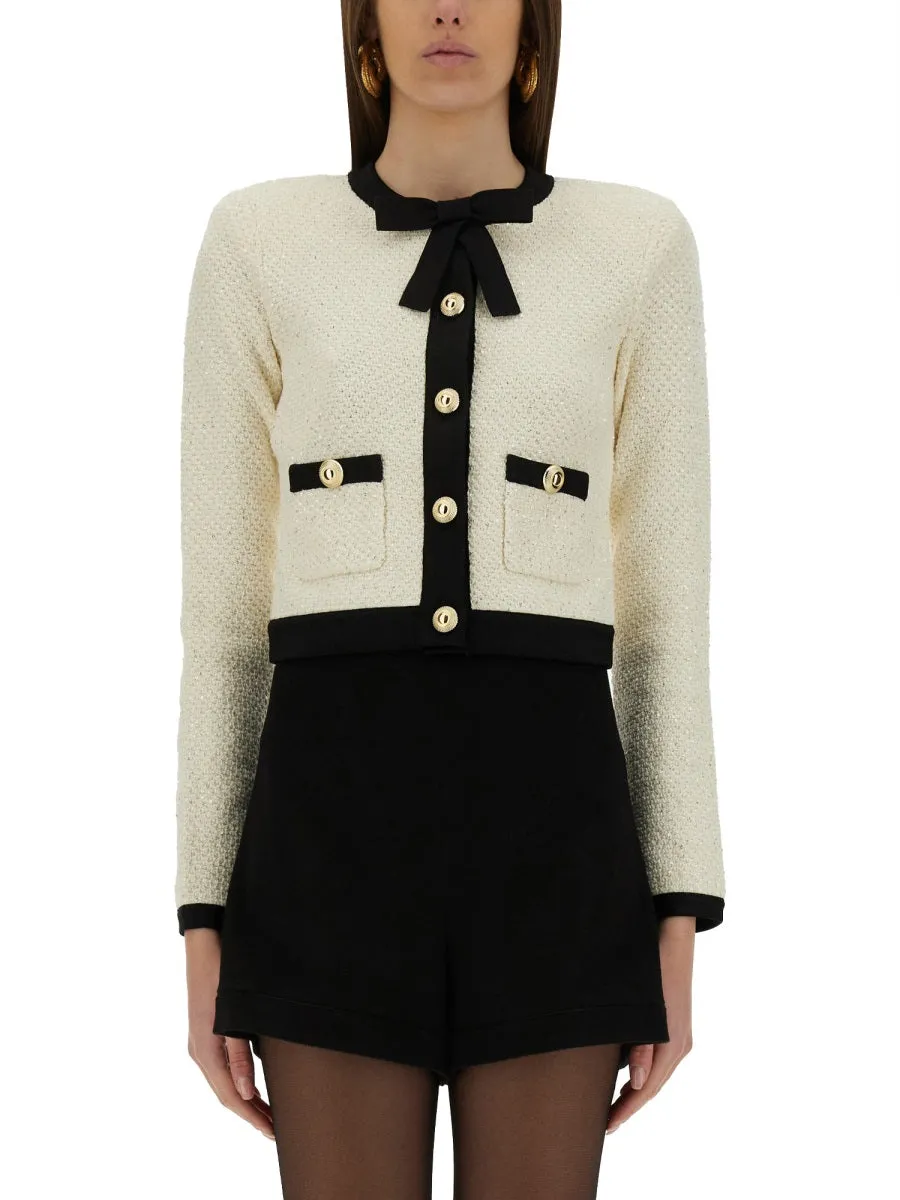 Cardigan With Bow And Sequins