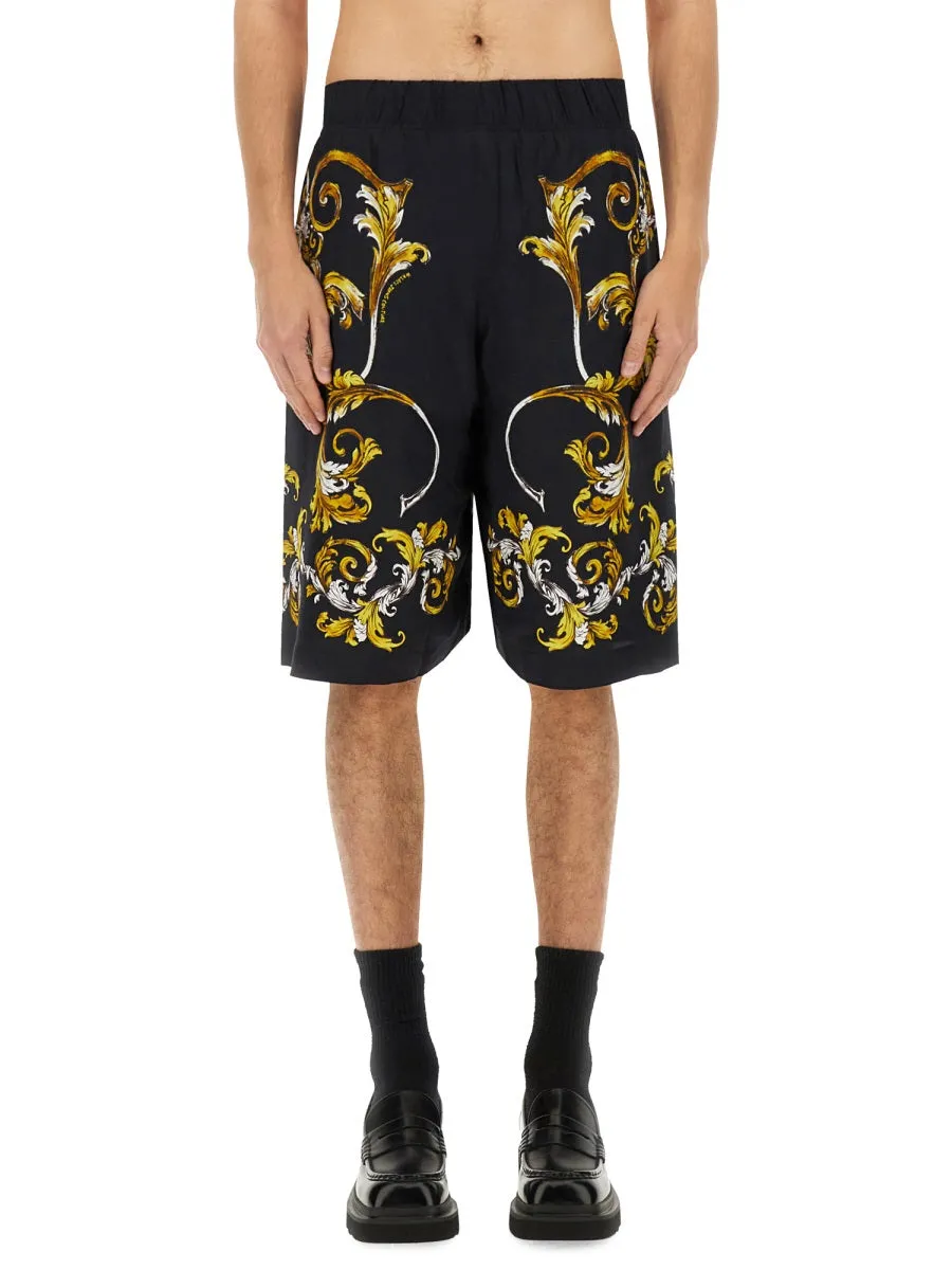 Shorts With Baroque Outline Print