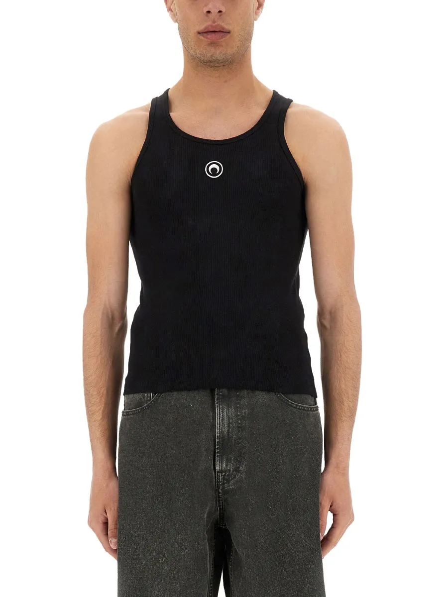 Ribbed Tank Top With Moon Logo