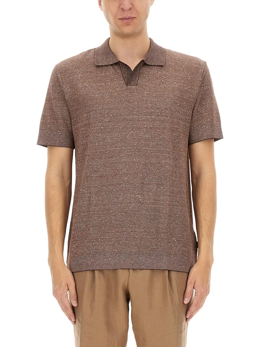 Polo Shirt In Cotton, Linen And Silk