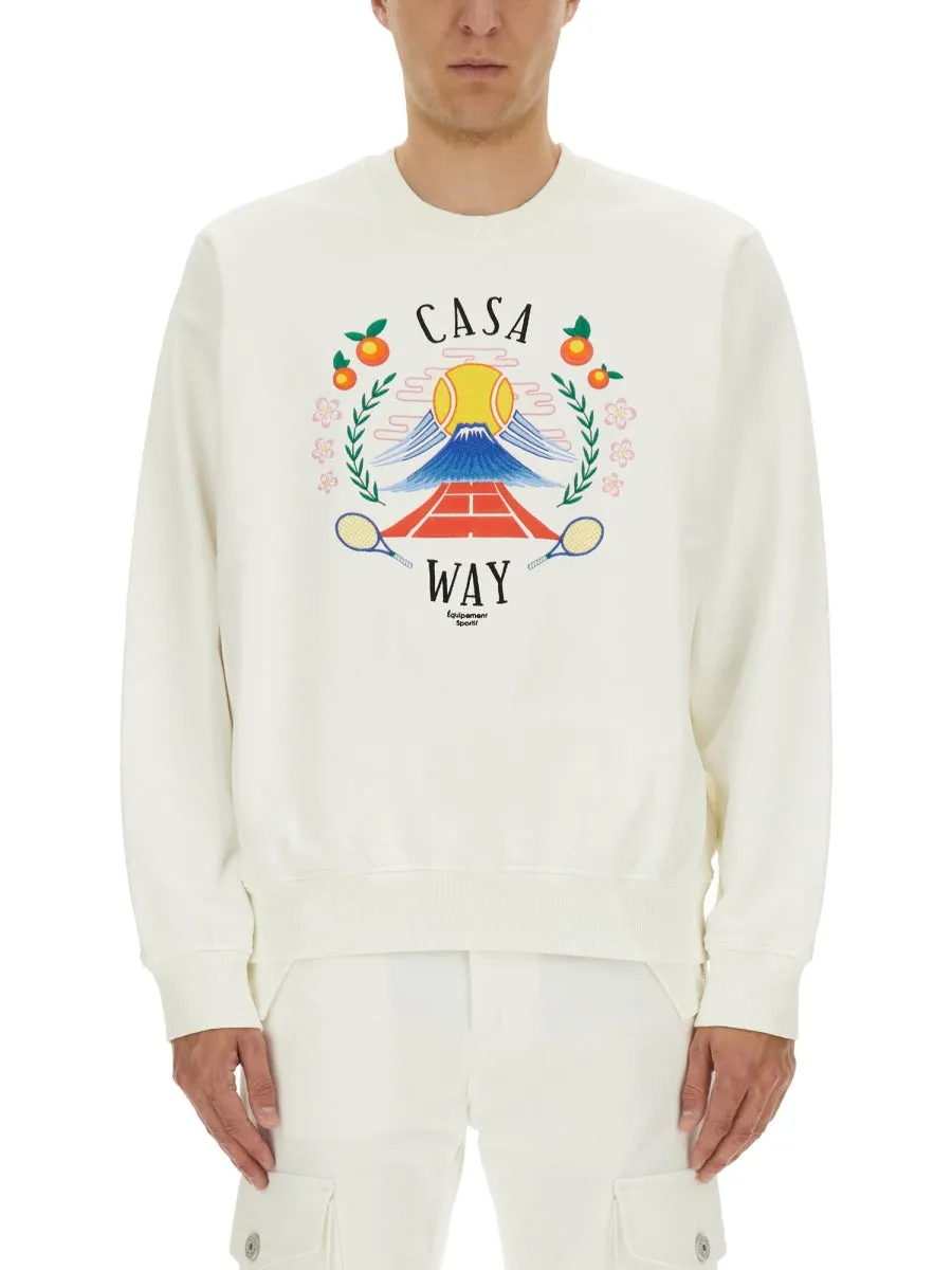 Sweatshirt With "Home Way Mountain" Embroidery