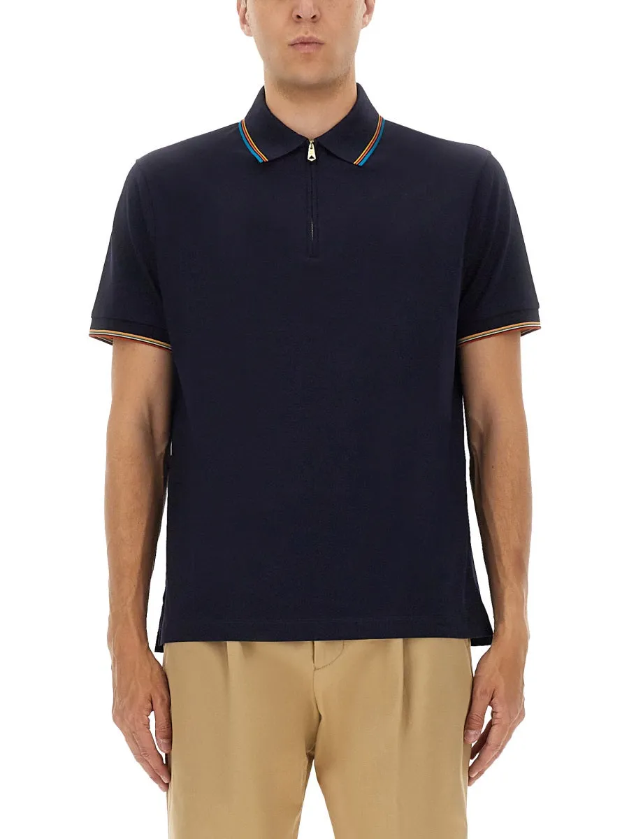 Cotton Polo Shirt With Zipper