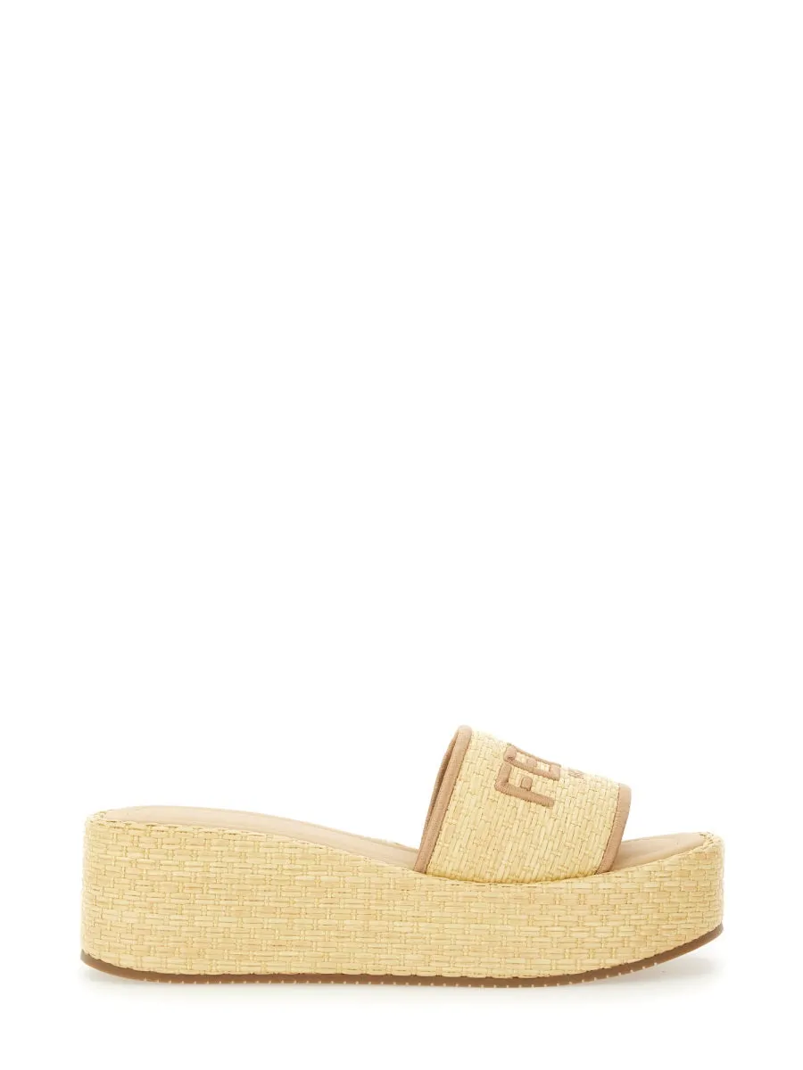 "Fendi Sunshine" Flatform Slide Sandal