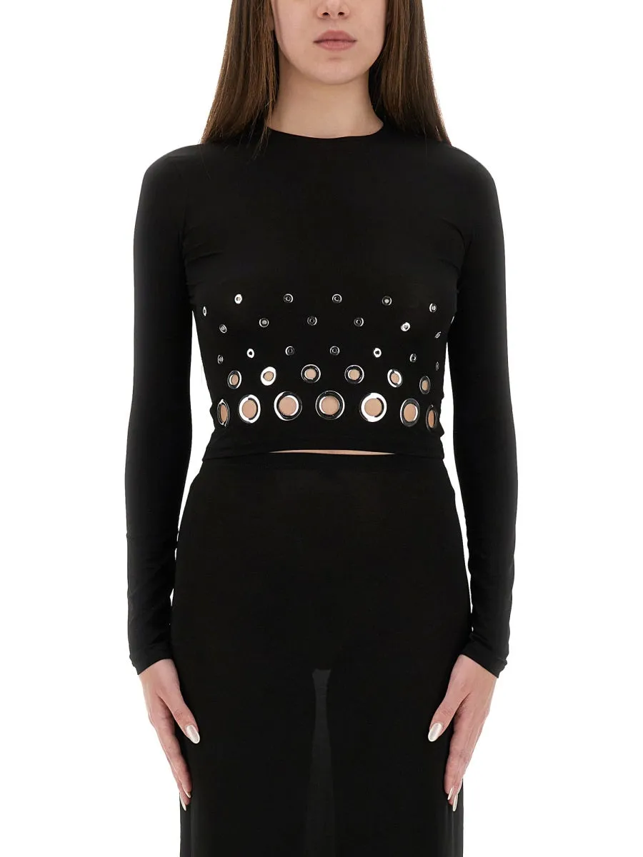 Cropped Top With Eyelets
