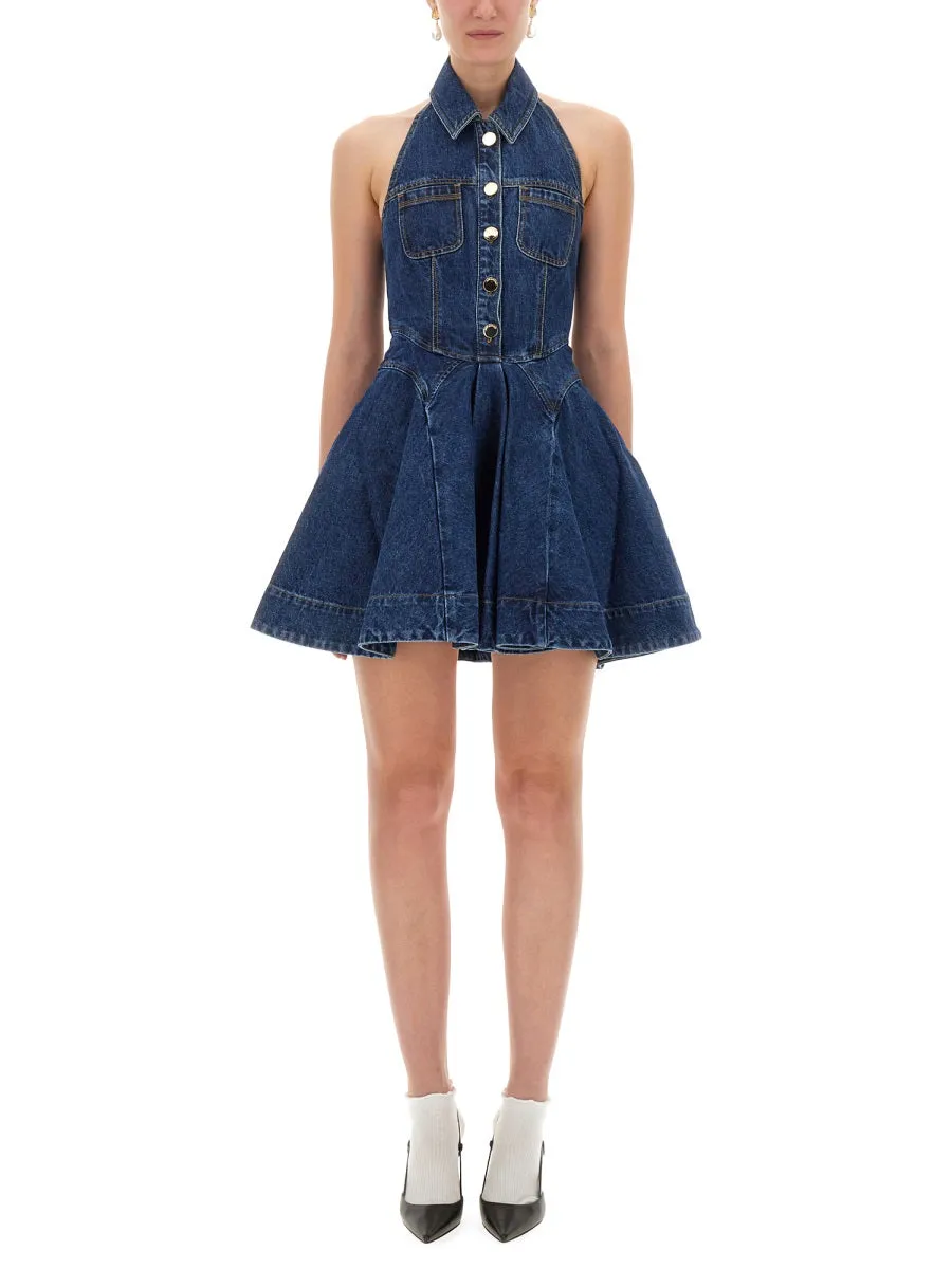 Denim Flared Mini Dress