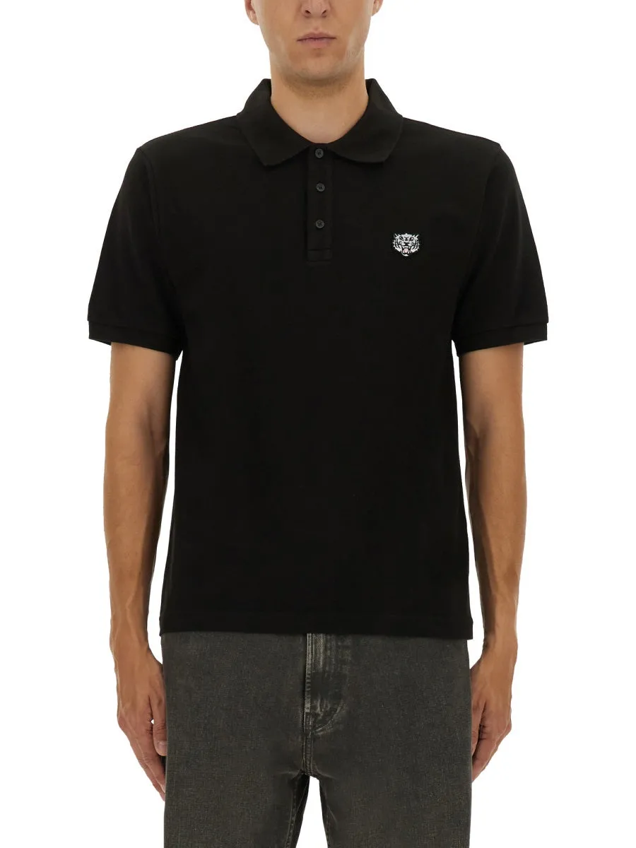 Polo Shirt With Happy Tiger Embroidery