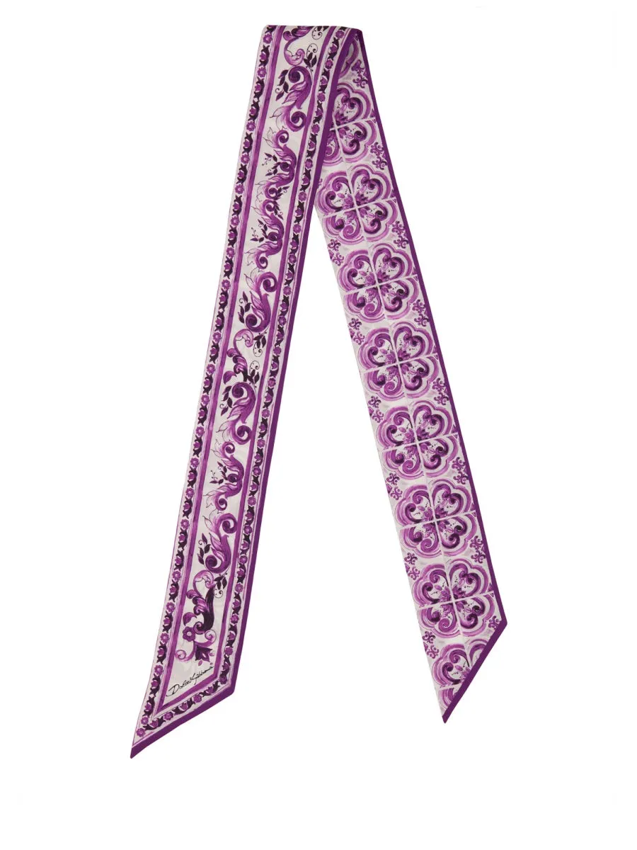 Majolica Print Silk Twill Bandeau