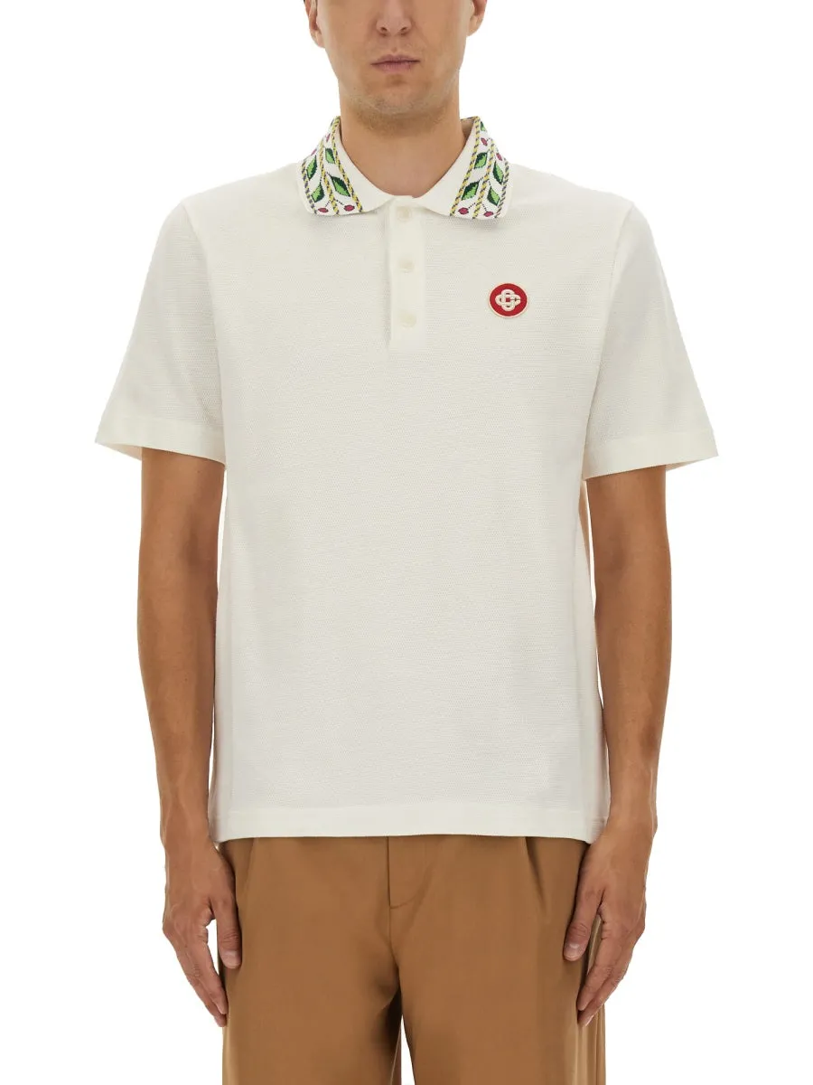 "Classic Laurel" Pique Polo Shirt