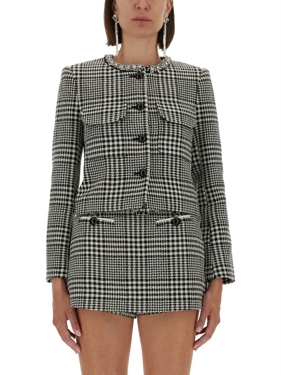Houndstooth Jacket With Crystals