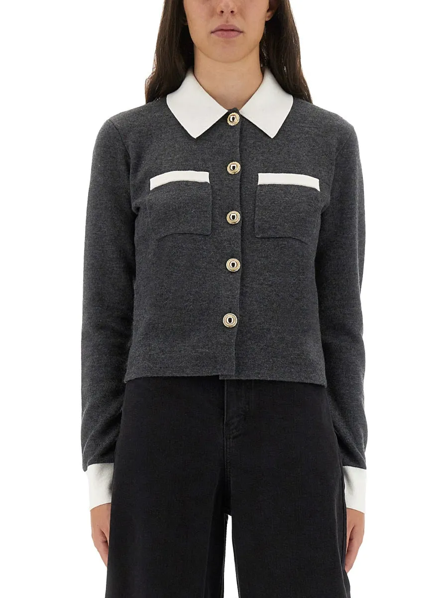 Cardigan With Contrasting Collar